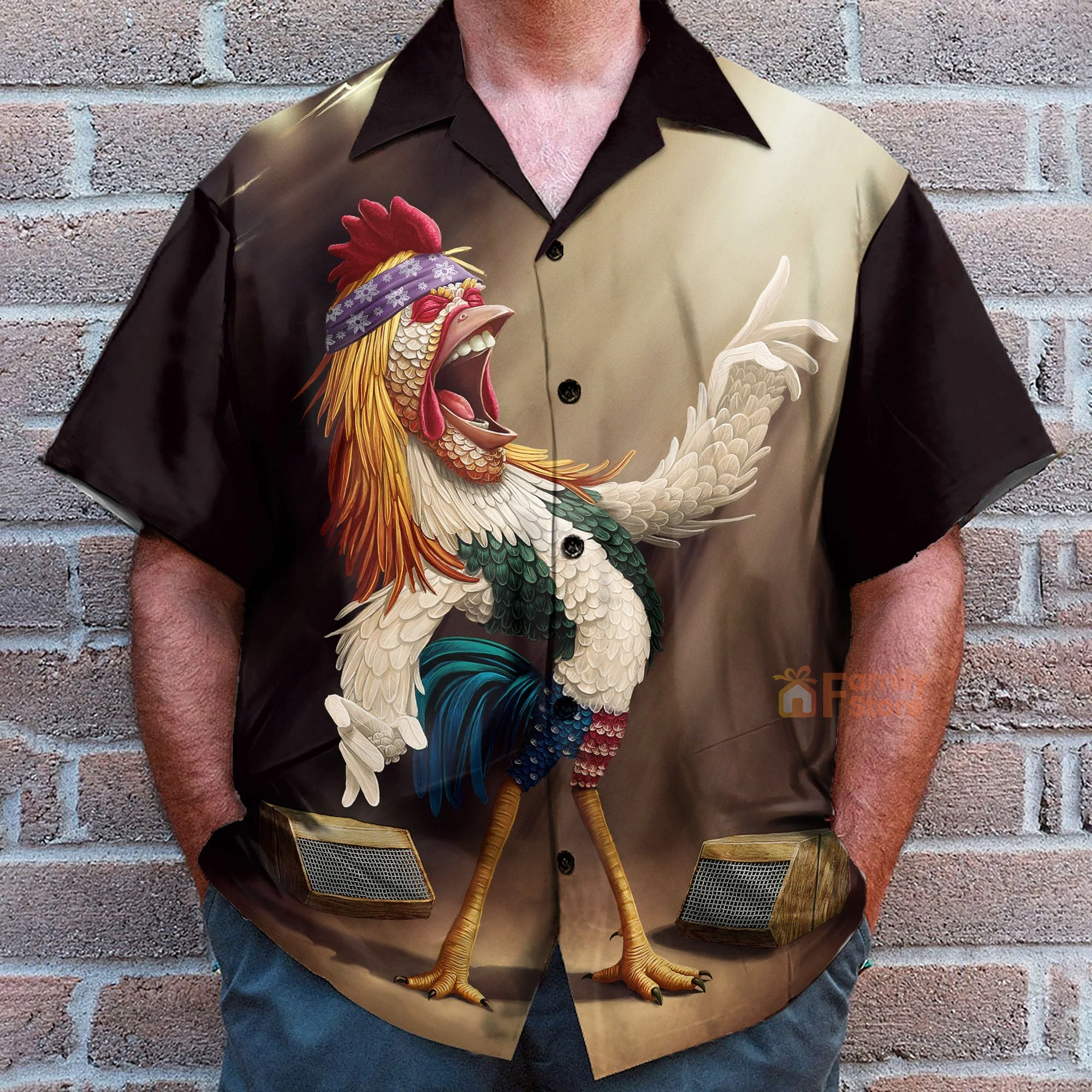 Rooster Chest Pocket Short Sleeves Casual Shirts Hawaiian Shirt - Image 4