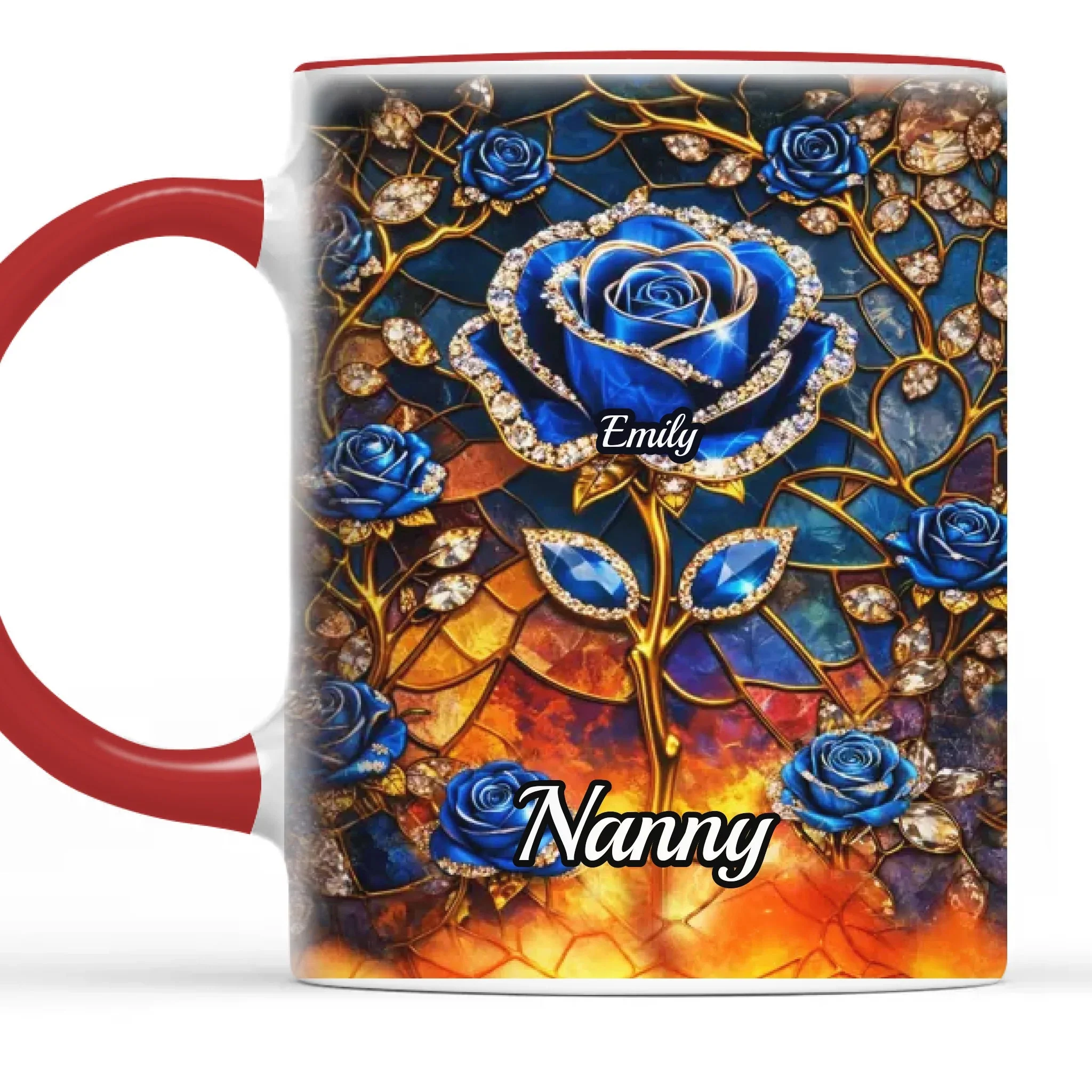 Rose Flower Grandma - Personalized Accent Mug - Gift For Mom, Grandma HN02 - Image 2