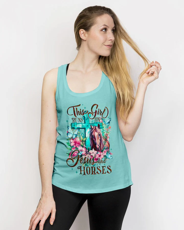 Runs On Jesus And Horses - Women's All Over Print Shirt - AT4080507 - Image 15