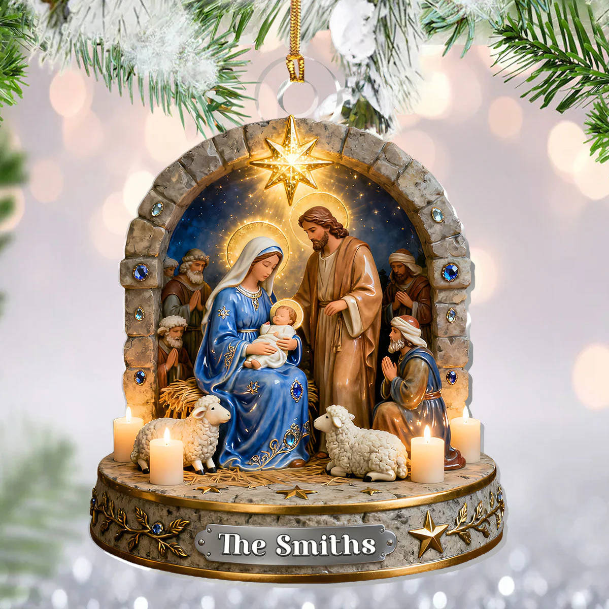 Sacred Night Nativity - Personalized 1-Layer Acrylic Ornament TD118