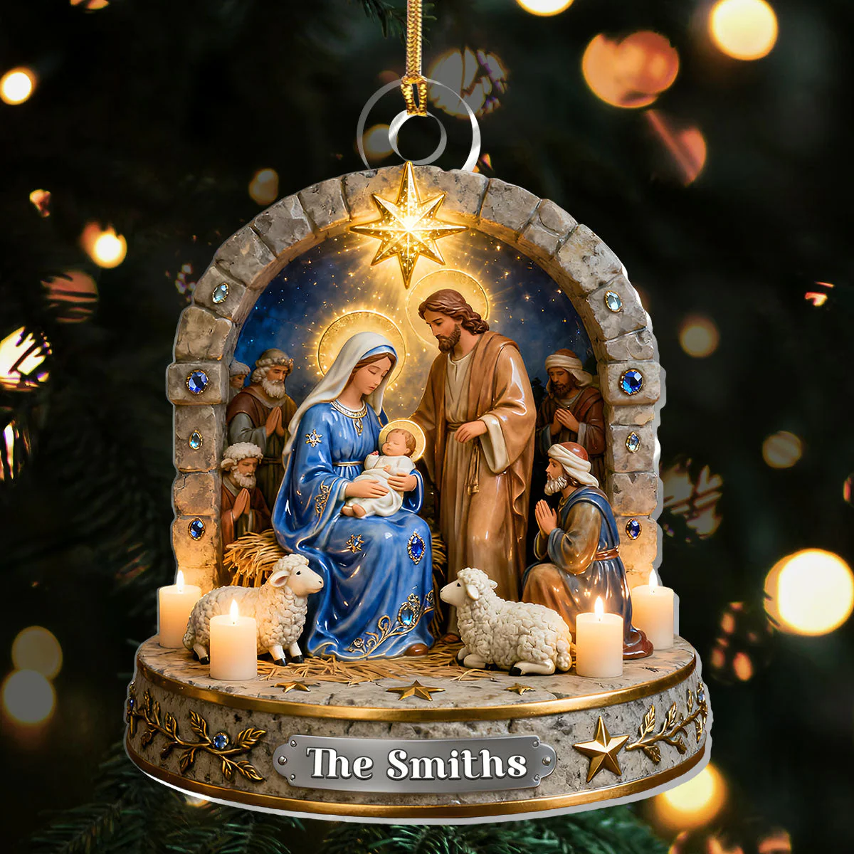 Sacred Night Nativity - Personalized 1-Layer Acrylic Ornament TD118 - Image 4