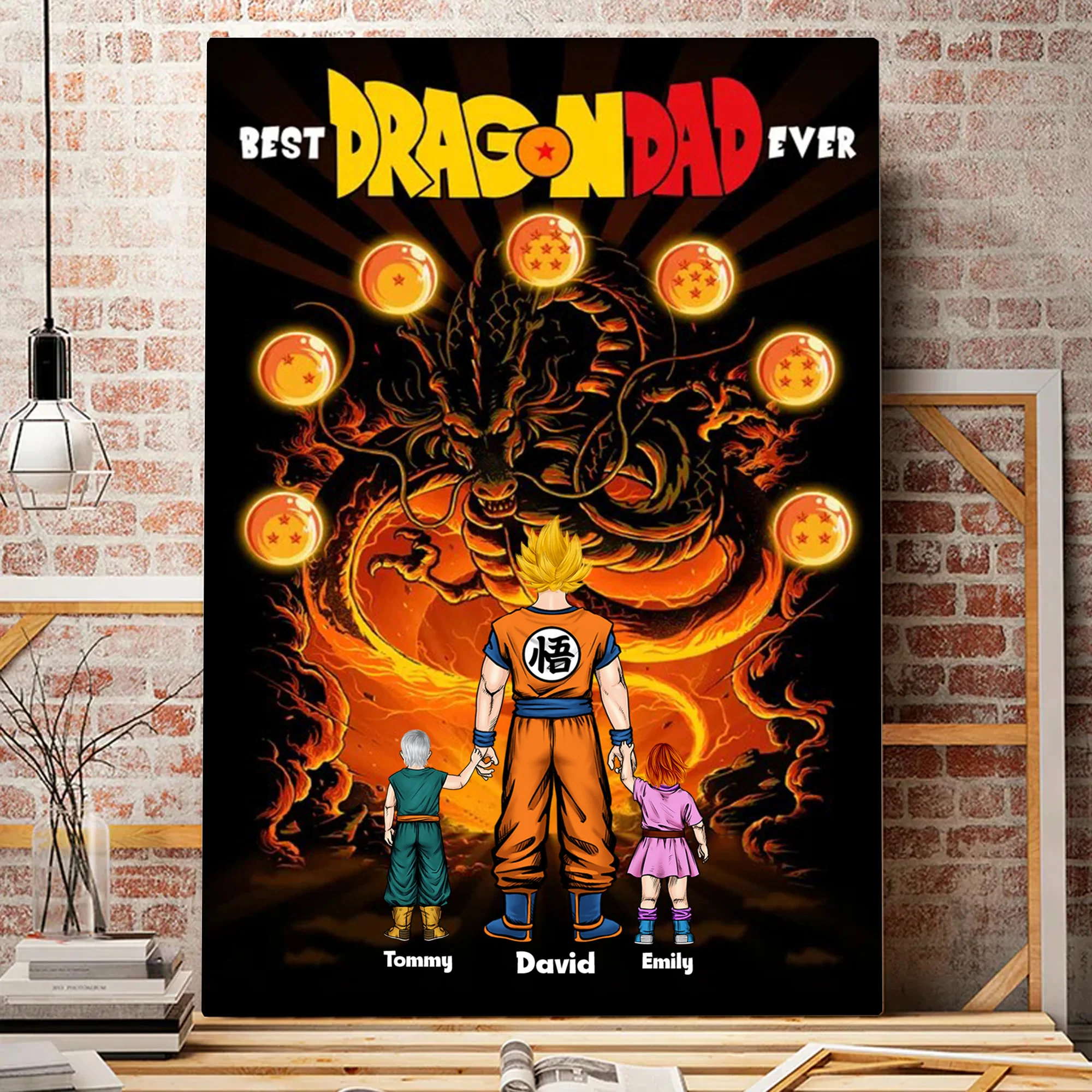 Saiyan Dad And The DrBa Power - Gift For Father's Day - Personalized Canvas Poster