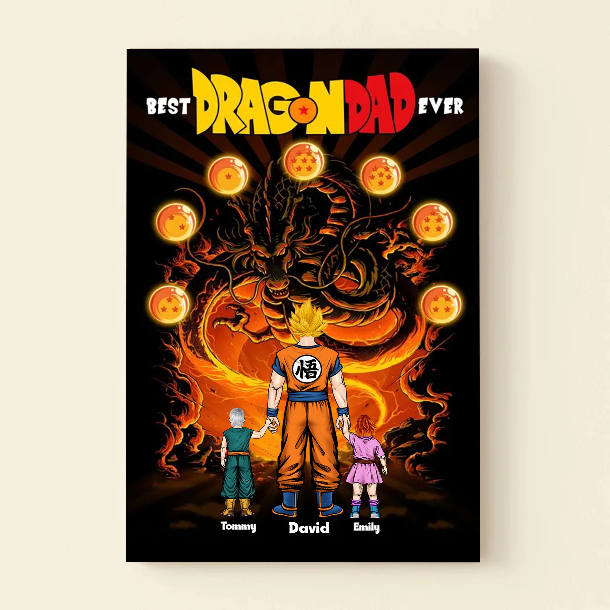 Saiyan Dad And The DrBa Power - Gift For Father's Day - Personalized Canvas Poster - Image 2