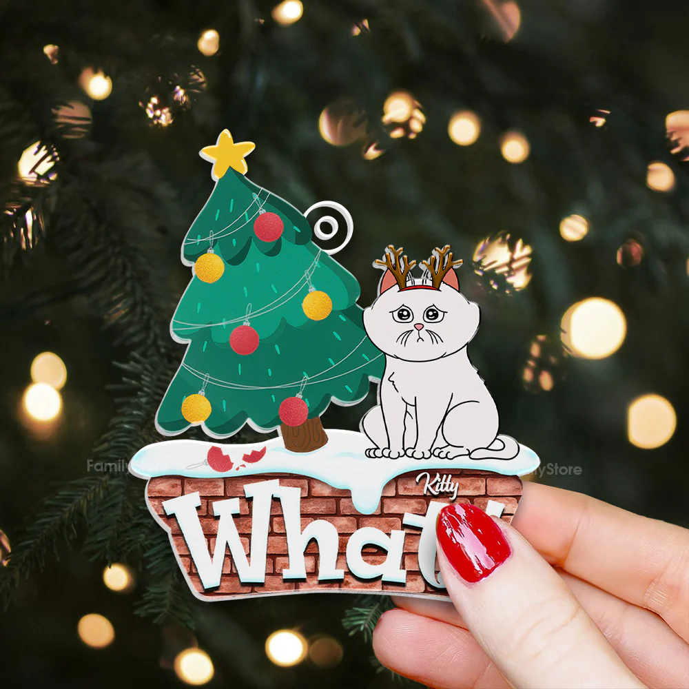 Santa’s Little Helper - Gift For Cat Lover, Pet Lovers - Personalized Acrylic Ornament - CLP03 NH96 - Image 2