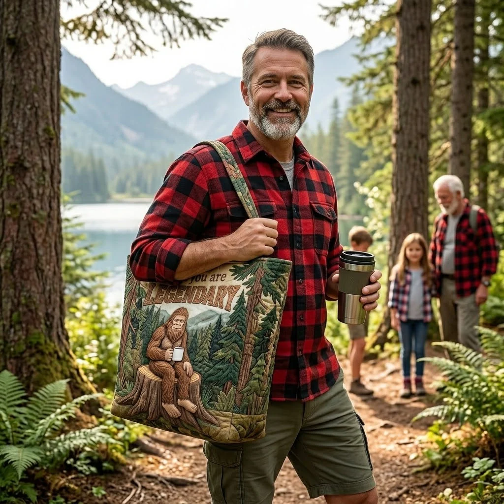 Sasquatch Dad You Are Legendary - Personalized Quilted Tote Bag - Gift For Dad - Image 3