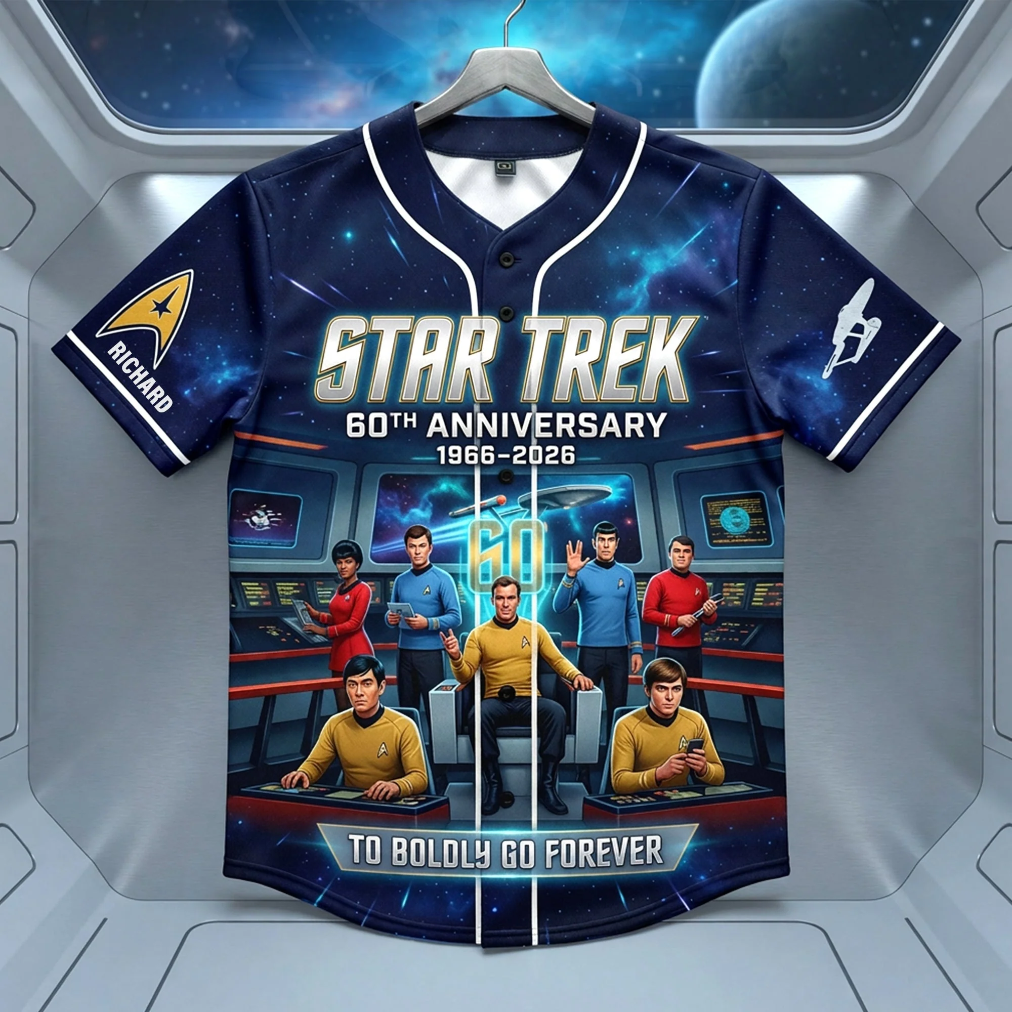 SaTr 60th Anniversary To Boldly Go Forever - Personalized Baseball Jersey - Gift For Sci Fi Fans