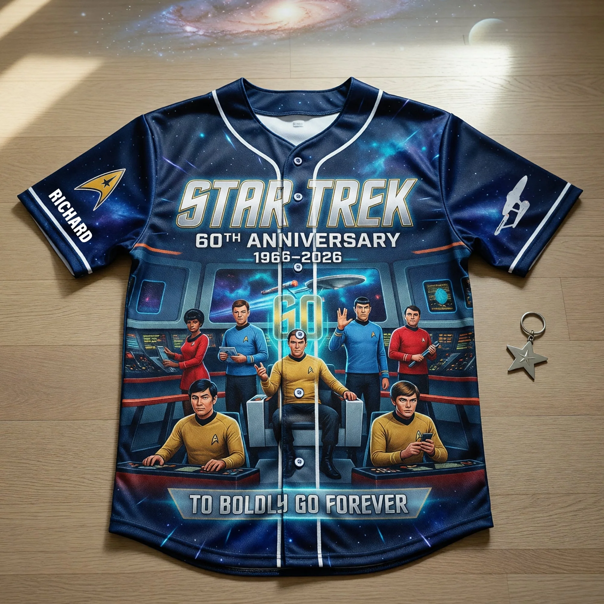SaTr 60th Anniversary To Boldly Go Forever - Personalized Baseball Jersey - Gift For Sci Fi Fans - Image 3