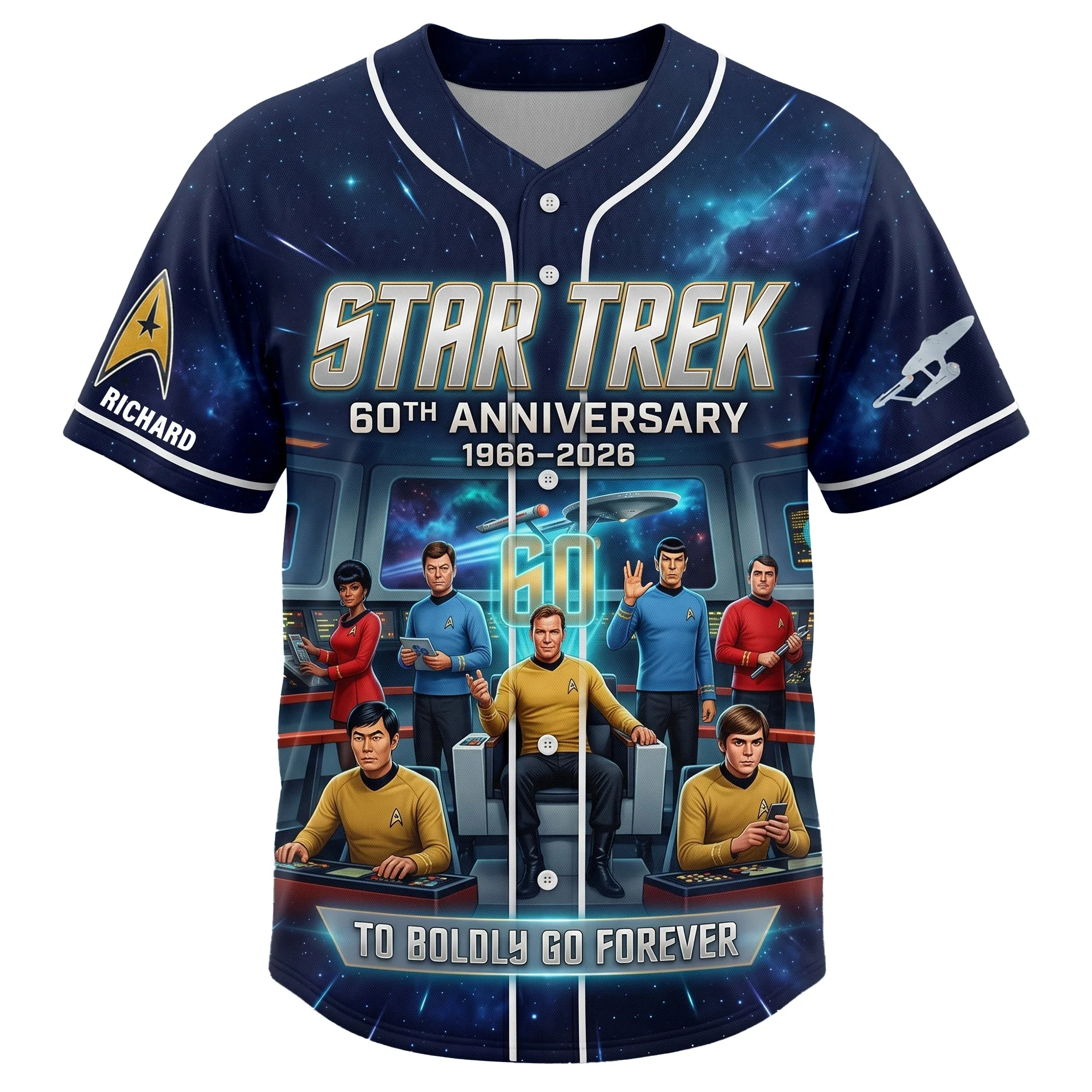 SaTr 60th Anniversary To Boldly Go Forever - Personalized Baseball Jersey - Gift For Sci Fi Fans - Image 4