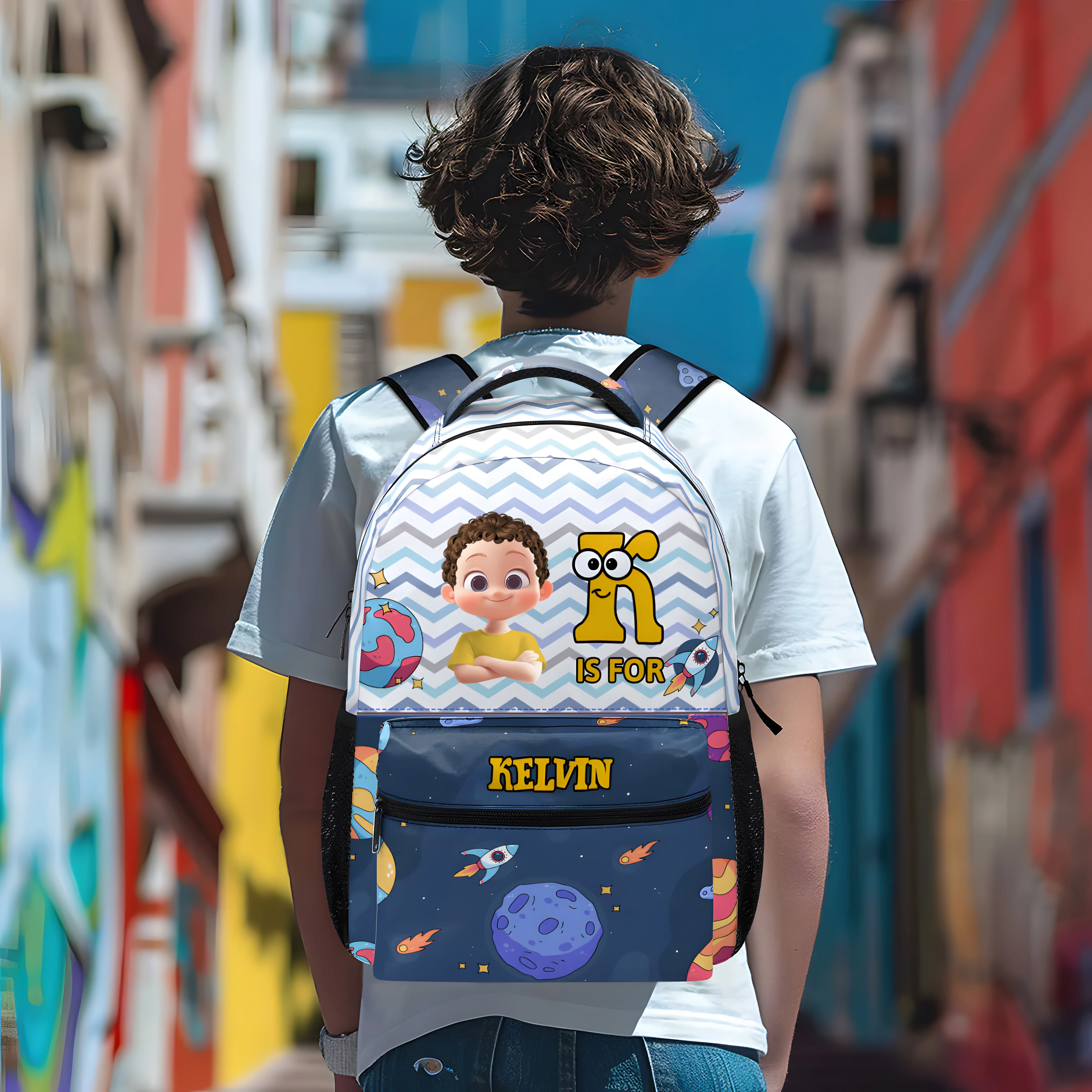 School Kid's Name - Personalized Canvas Backpack | GR29.01 PT - Image 4