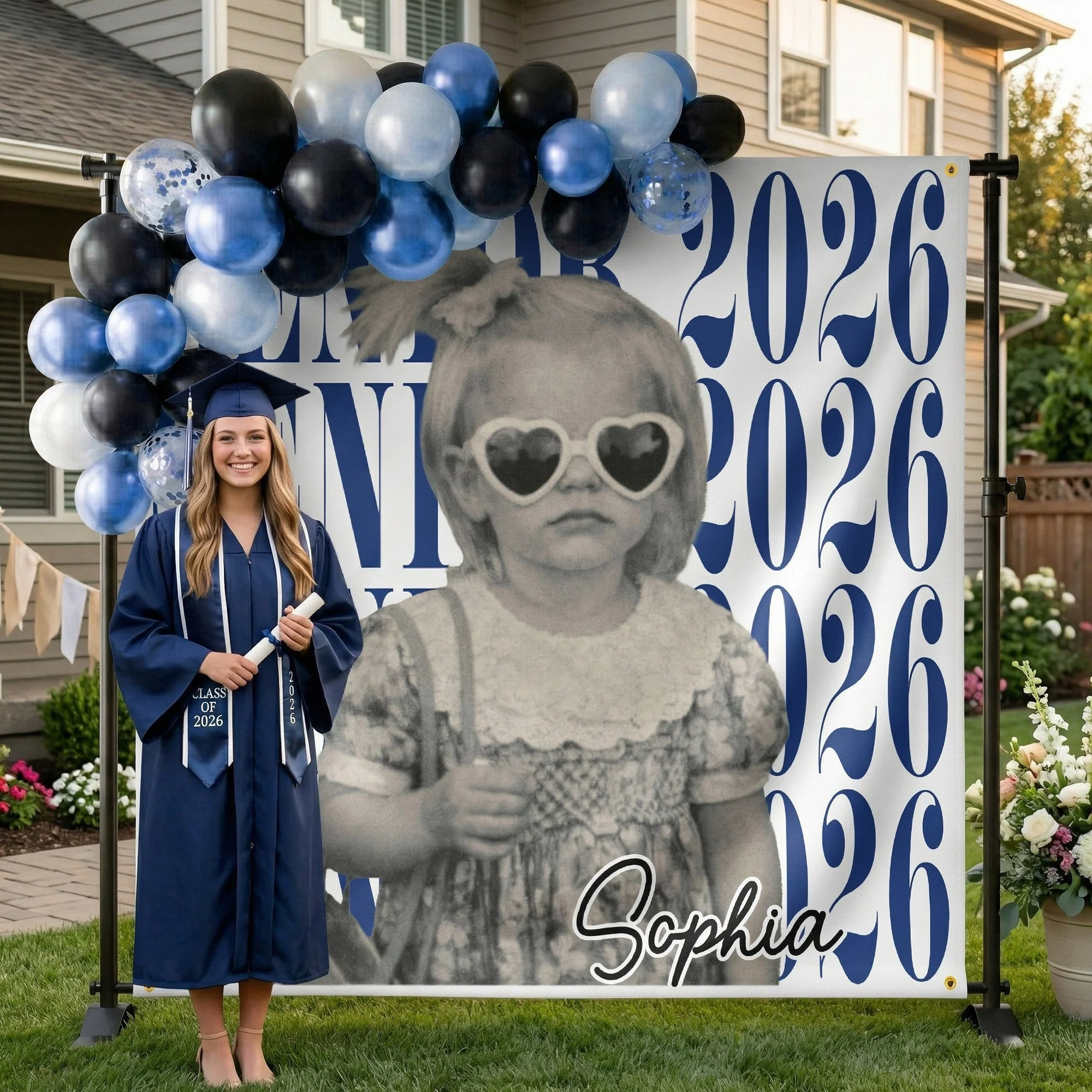 Senior Custom Vintage Photo - Personalized Backdrop - Gift For Graduates