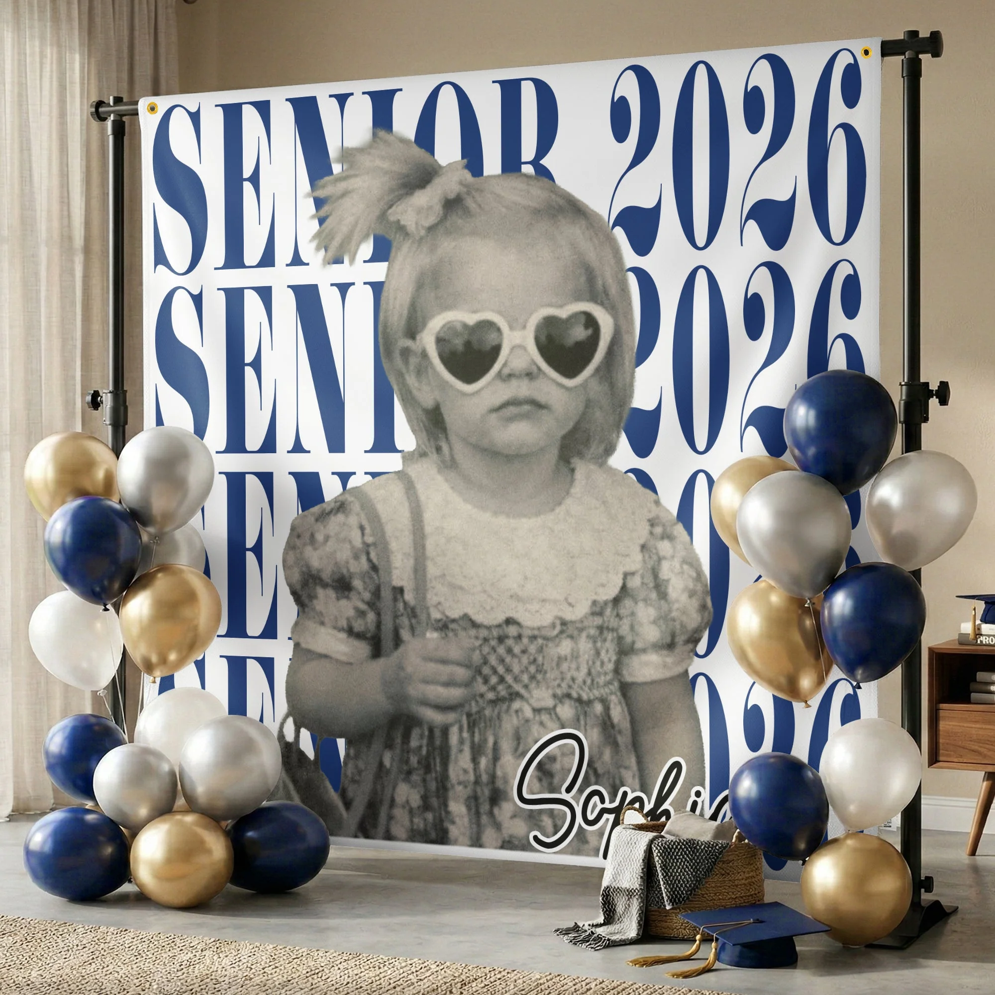 Senior Custom Vintage Photo - Personalized Backdrop - Gift For Graduates - Image 3