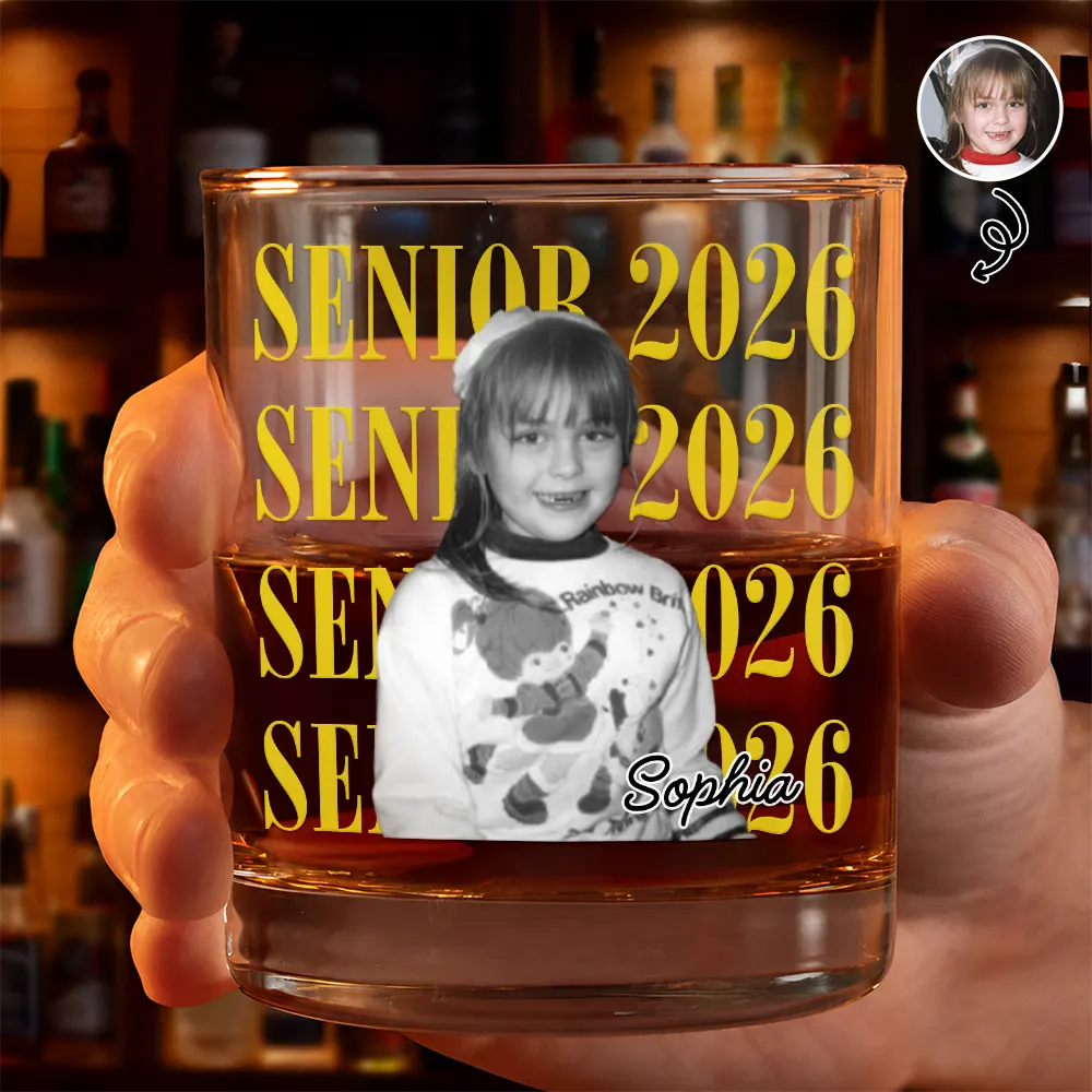 Senior Custom Vintage Photo - Personalized Whiskey Glass - Gift For Graduates