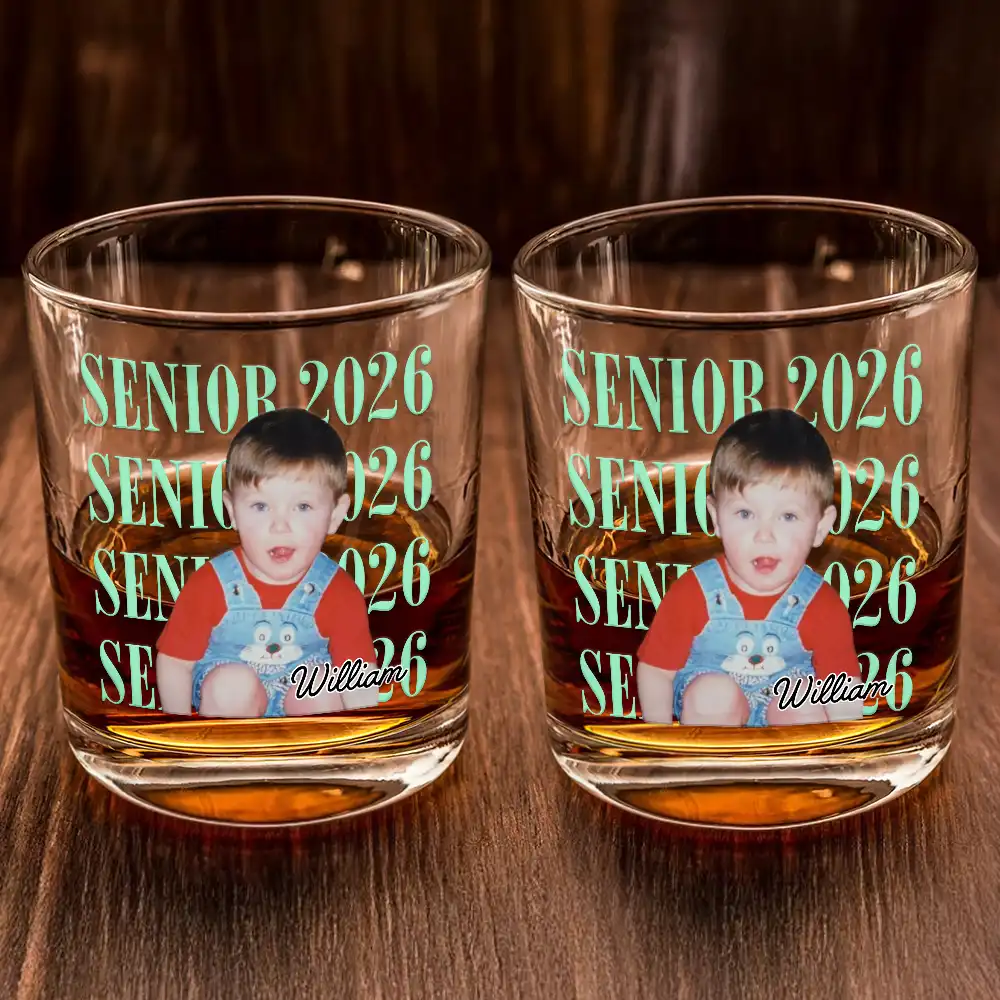 Senior Custom Vintage Photo - Personalized Whiskey Glass - Gift For Graduates - Image 2