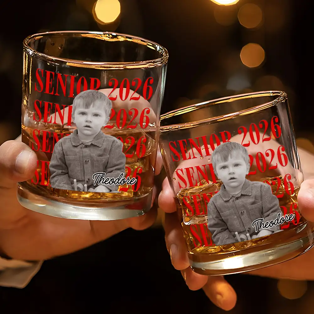 Senior Custom Vintage Photo - Personalized Whiskey Glass - Gift For Graduates - Image 3
