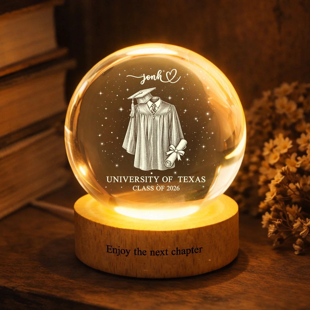 Senior Graduation Class Of 2026 - Personalized Crystal Globe Lamp - Gift For Graduates - Image 2
