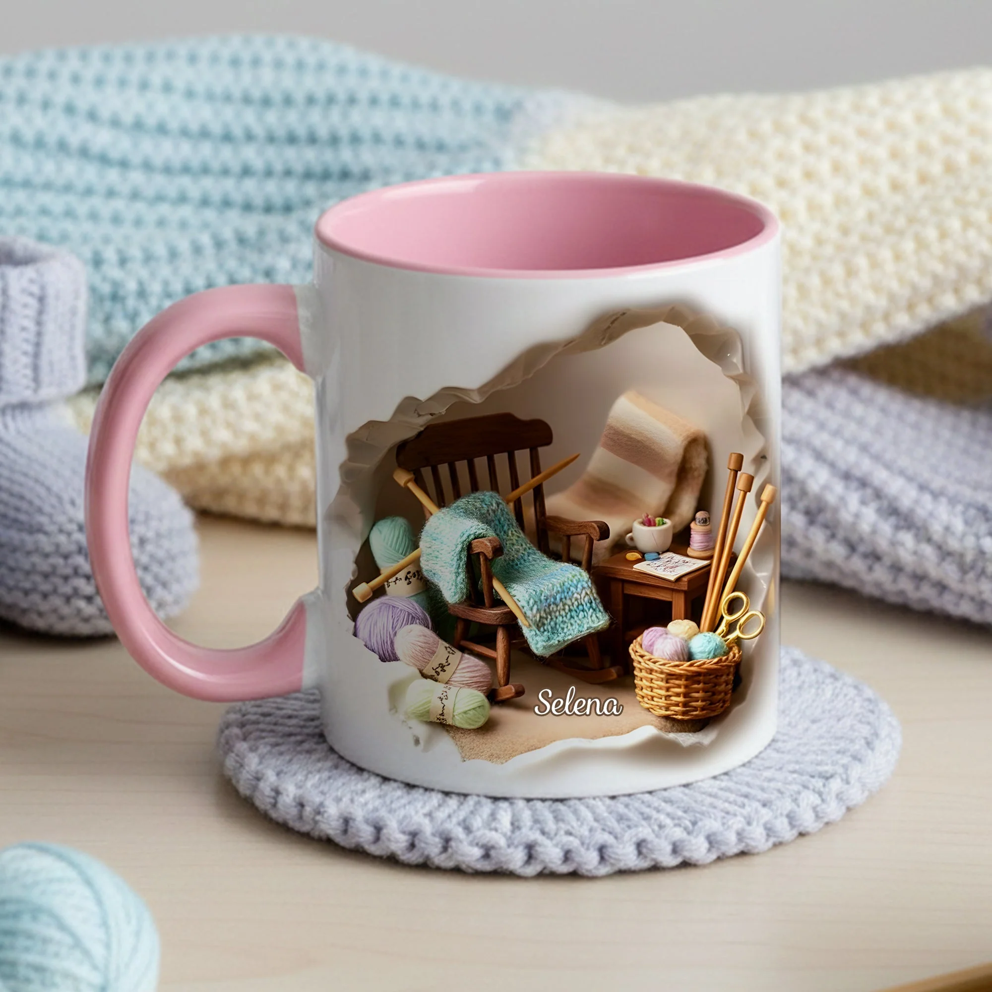 Sewing Is My Therapy - Personalized Accent Mug - Gift For Her, Grandma, Sewing Lovers | NL122 - Image 3