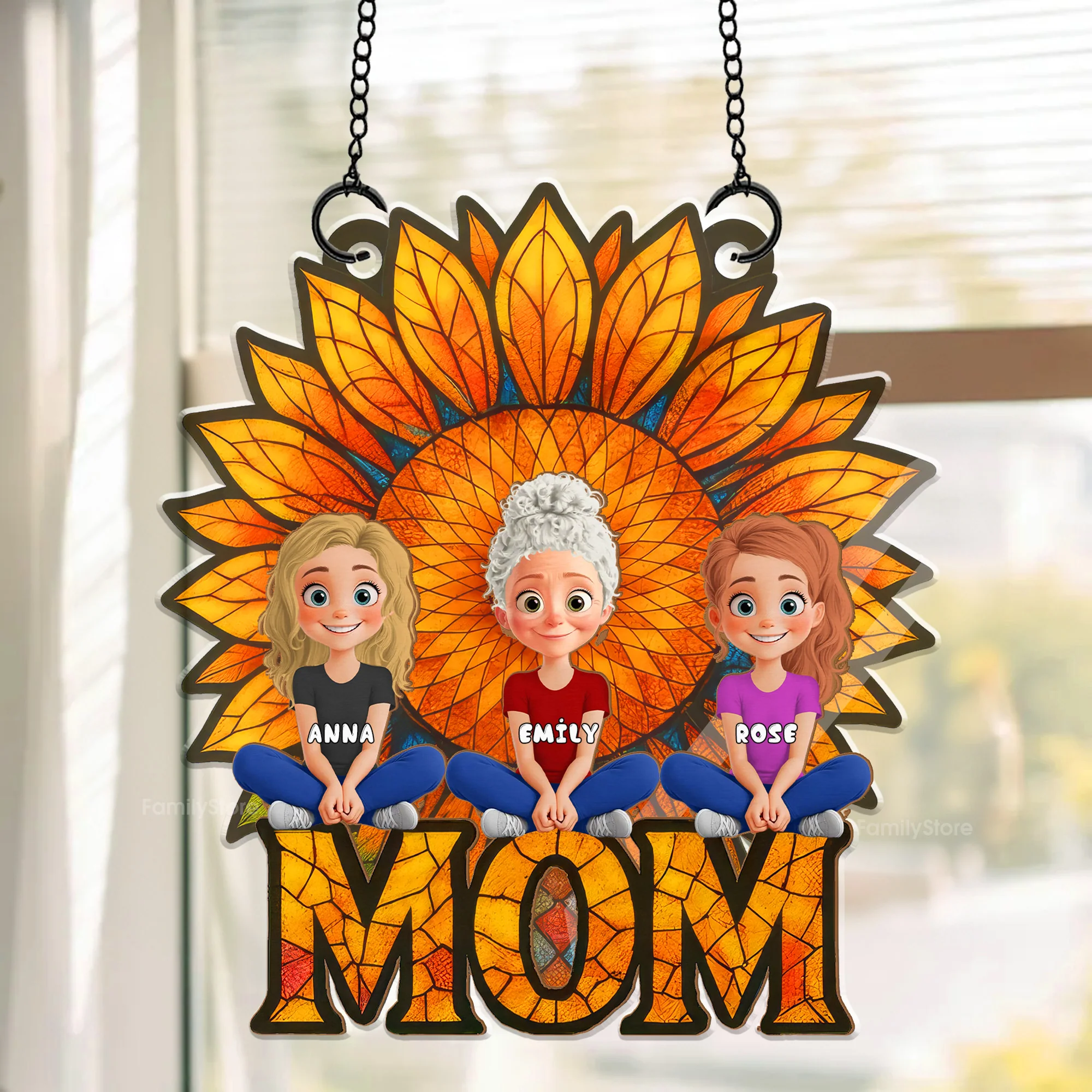 She’s The Sunshine That Holds Us Together - Personalized Window Hanging Window Hanging Suncatcher Ornament -  Gift For Mom, Grandma, Mother's Day | GR25 NA94