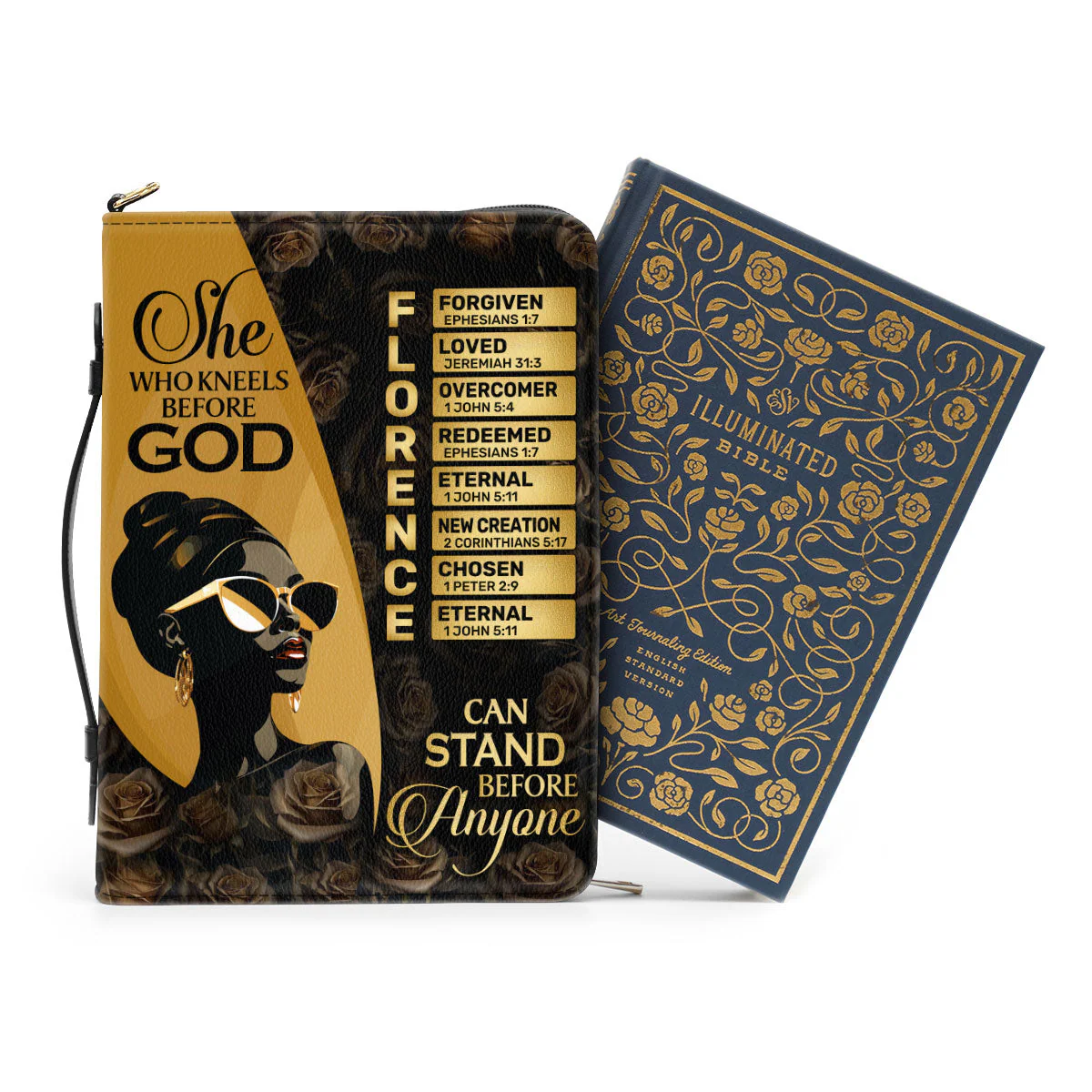 She Who Kneels Before God Can Stand Before Anyone - Personalized Bible Cover - Image 2