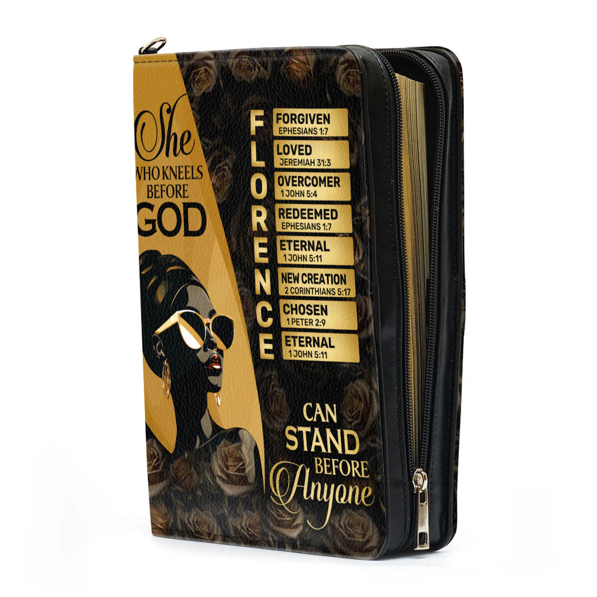 She Who Kneels Before God Can Stand Before Anyone - Personalized Bible Cover - Image 4