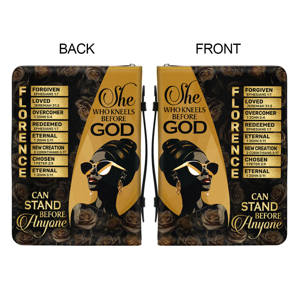 She Who Kneels Before God Can Stand Before Anyone - Personalized Bible Cover - Image 6