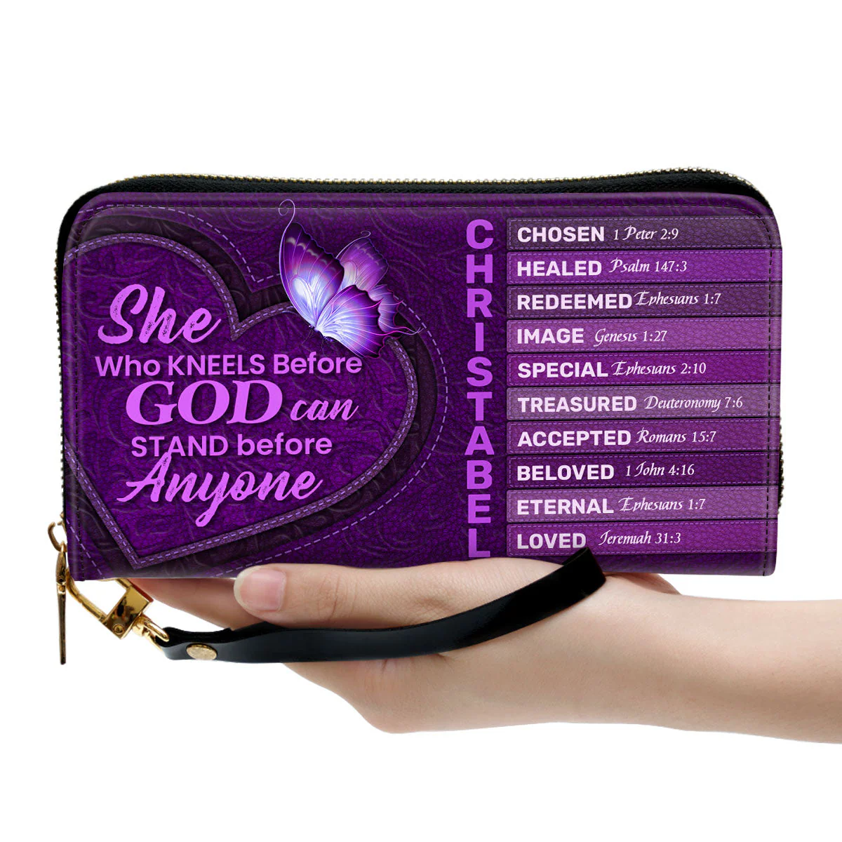 She Who Kneels Before God Can Stand Before Anyone - Personalized Clutch Purse TD118 - Image 2
