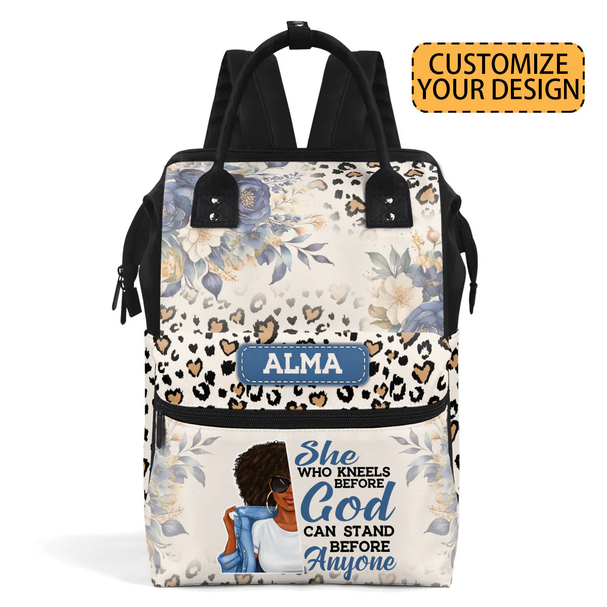 She Who Kneels Before God - Personalized Duckbilled Backpack - Christian Gift For Black Women HH01