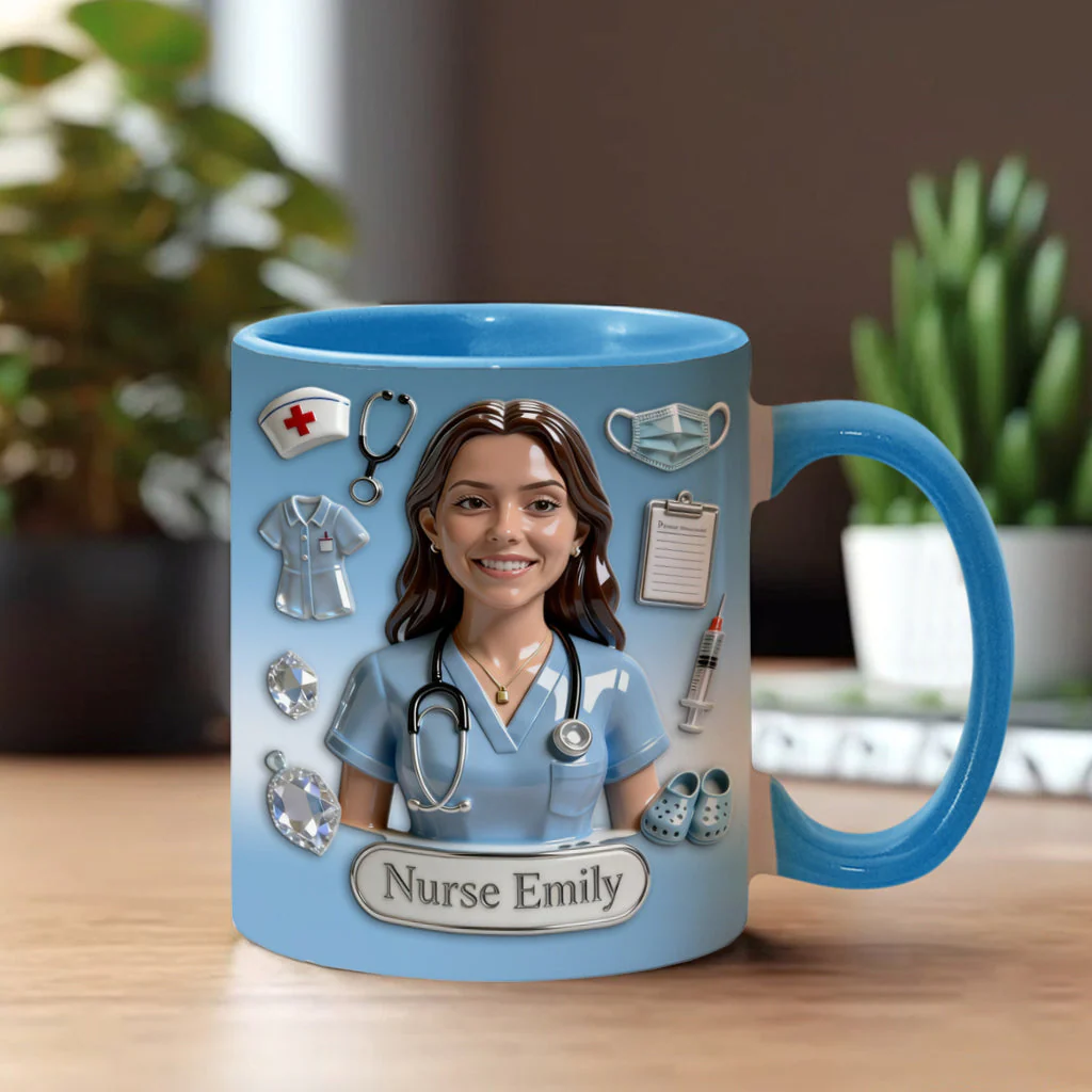 She Works Willingly With Her Hands - Personalized Nurse Accent Mug - Gift For Nurse - Image 2