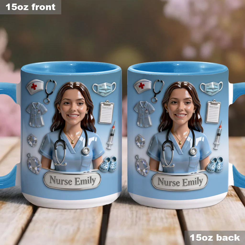 She Works Willingly With Her Hands - Personalized Nurse Accent Mug - Gift For Nurse - Image 5