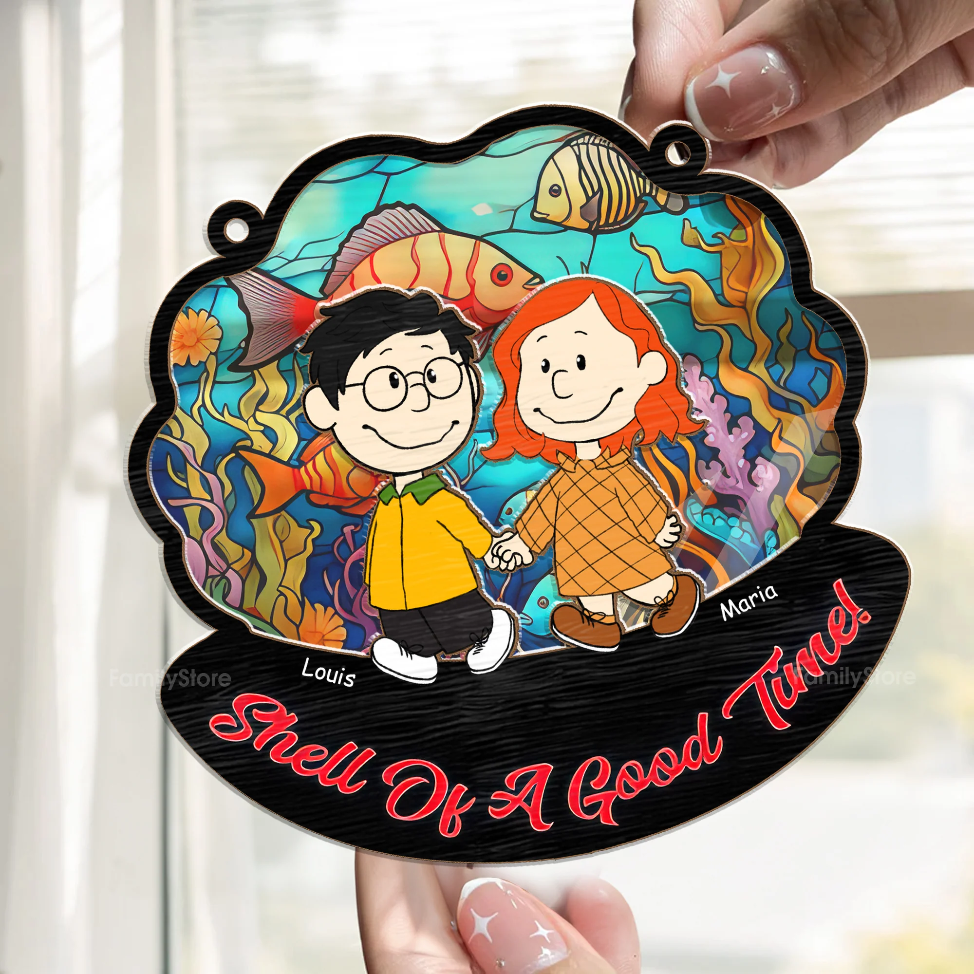 Shell Of A Good Tunel Peanut - Personalized  Window Hanging Window Hanging Suncatcher Ornament - Gift For Couple, Husband Wife - CL43 NH96 - Image 2
