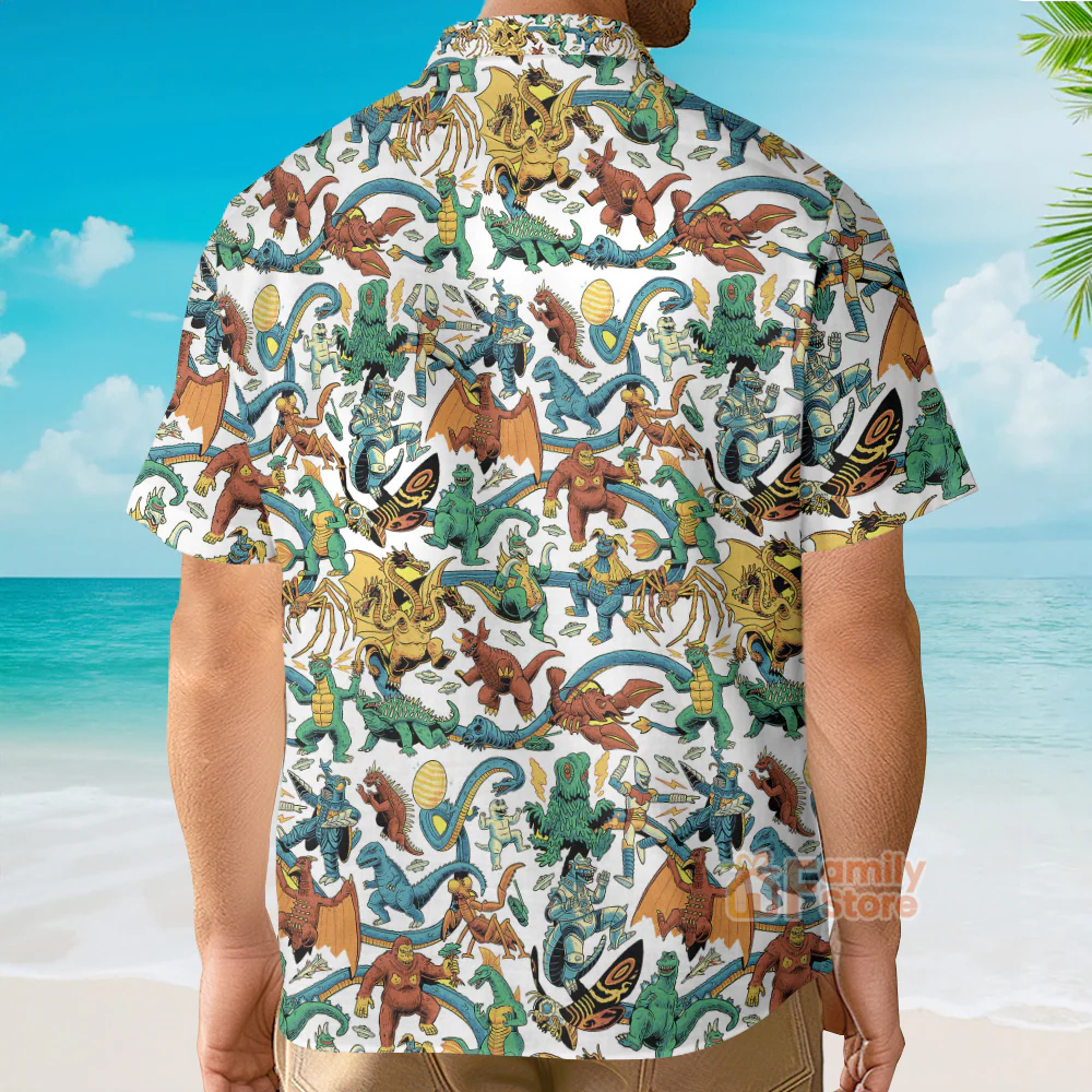 Showa Era Monsters Kaiju Battles - Hawaiian Shirt - Image 4