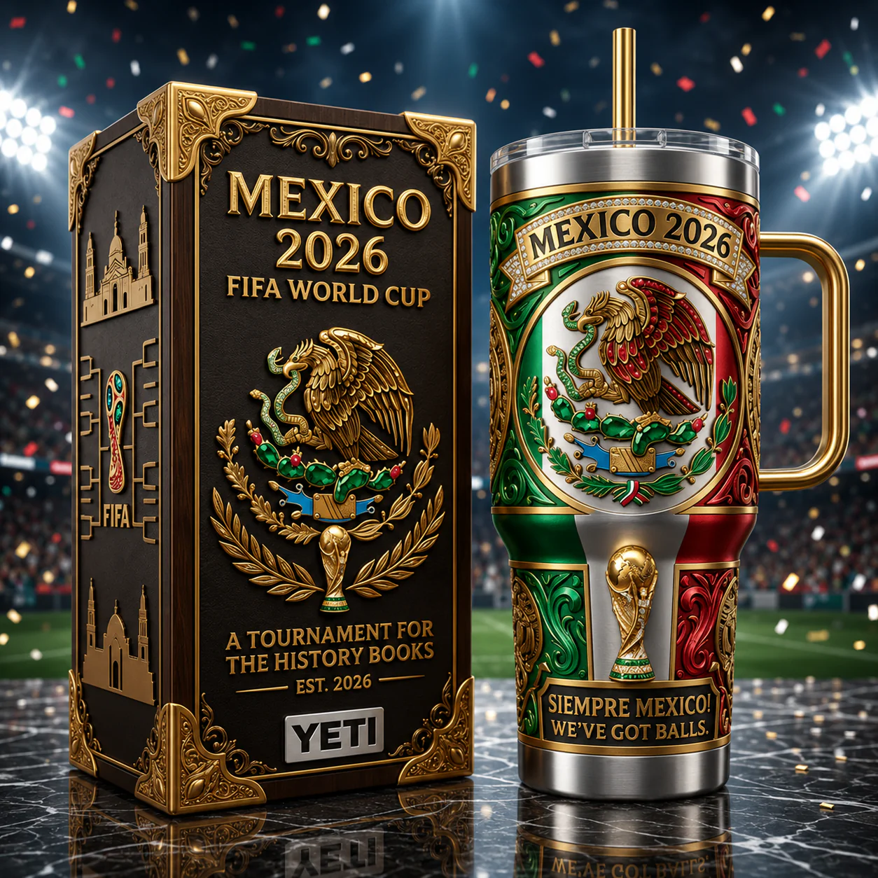 Siempre Mexico We've Got Balls - Personalized Tumbler - Gifts For Football Lovers, Sports Fans, Sports Lovers