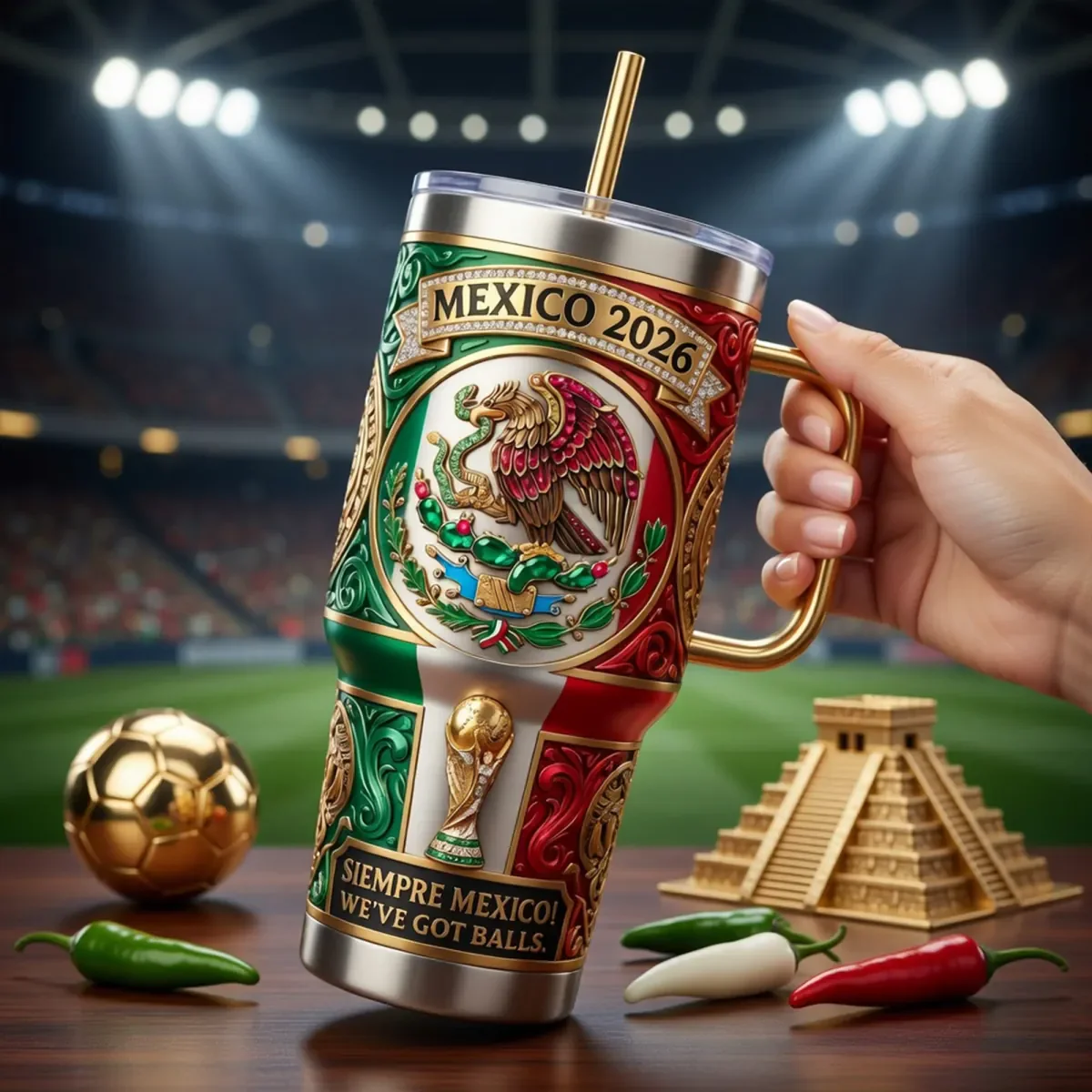 Siempre Mexico We've Got Balls - Personalized Tumbler - Gifts For Football Lovers, Sports Fans, Sports Lovers - Image 3