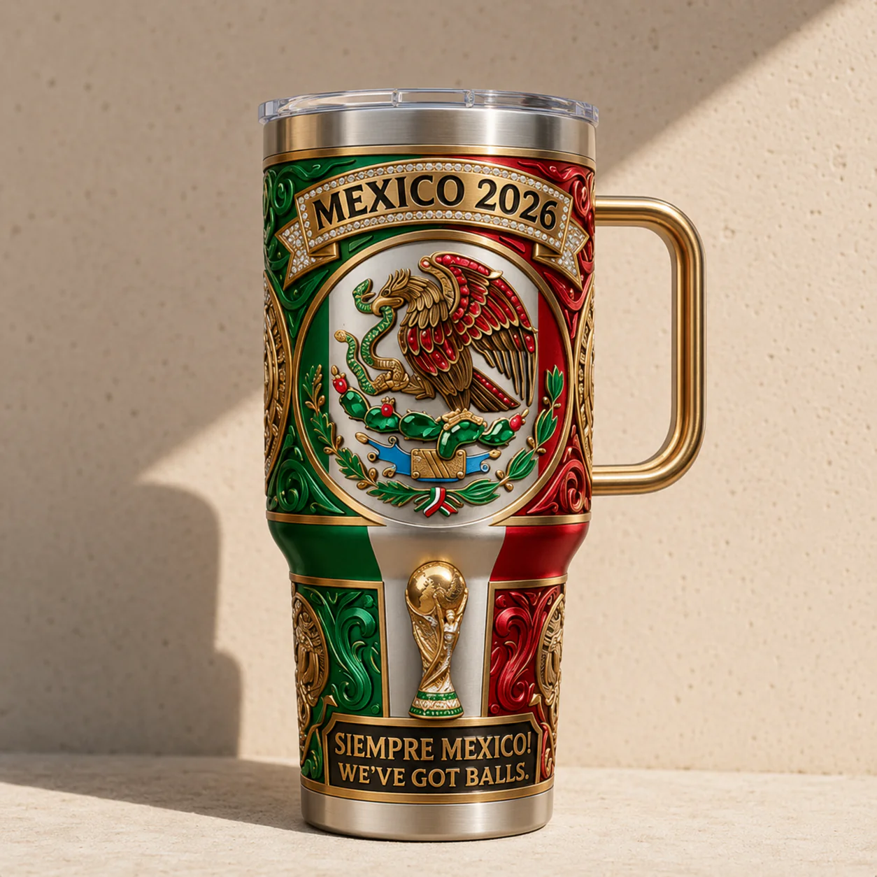 Siempre Mexico We've Got Balls - Personalized Tumbler - Gifts For Football Lovers, Sports Fans, Sports Lovers - Image 4