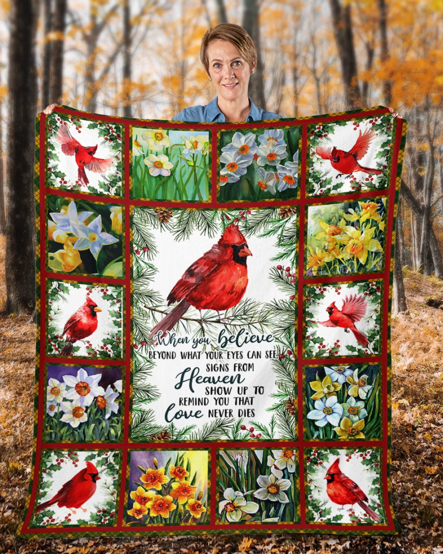 Signs From Heaven Show Up To Remind You That Love Never Dies - Cardinal Blanket - Christmas Gift For Family, Memorial Human HH01 - Image 2
