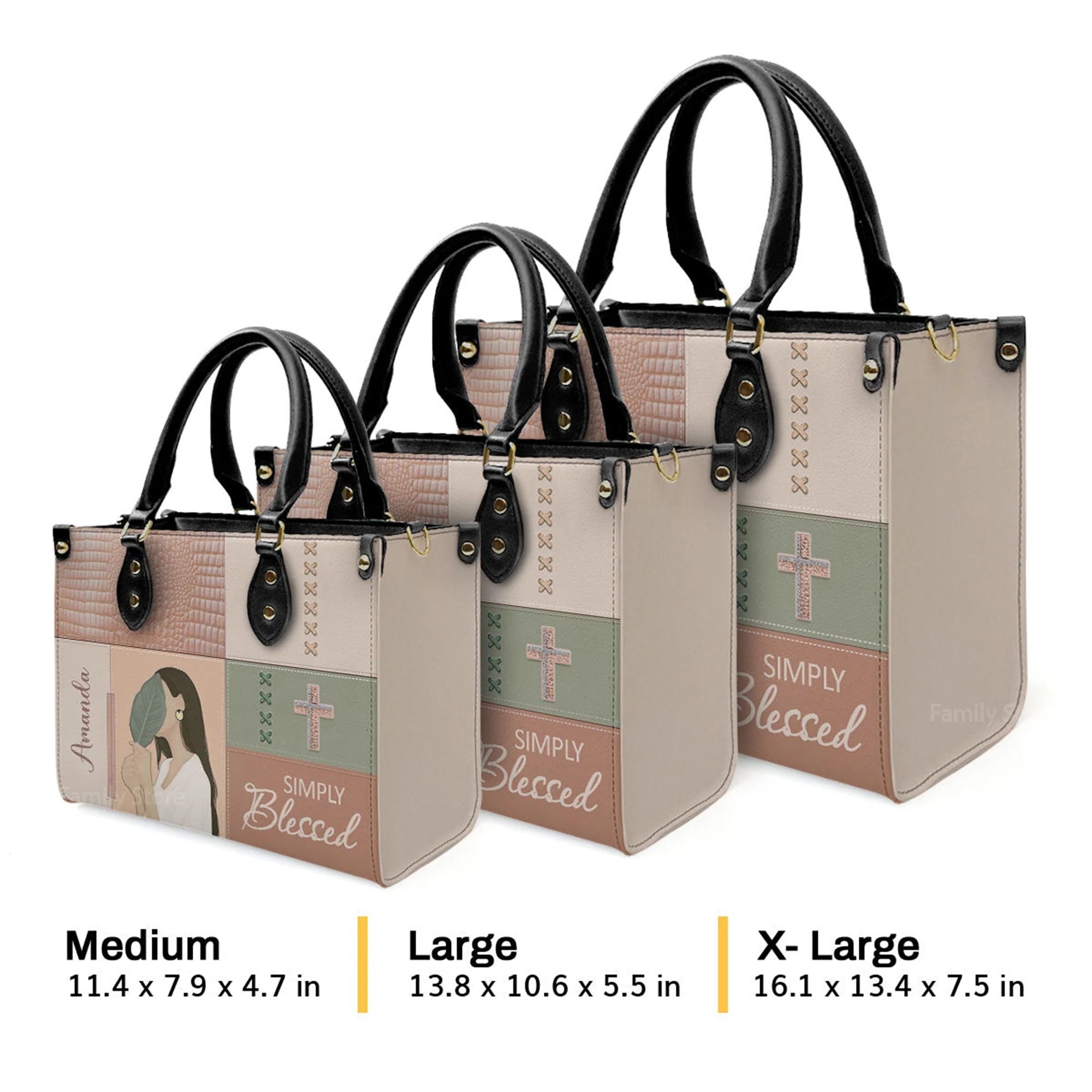 Simply Blessed Adorable Christian - Awesome Personalized Leather Handbag - AT4081415 - Image 4