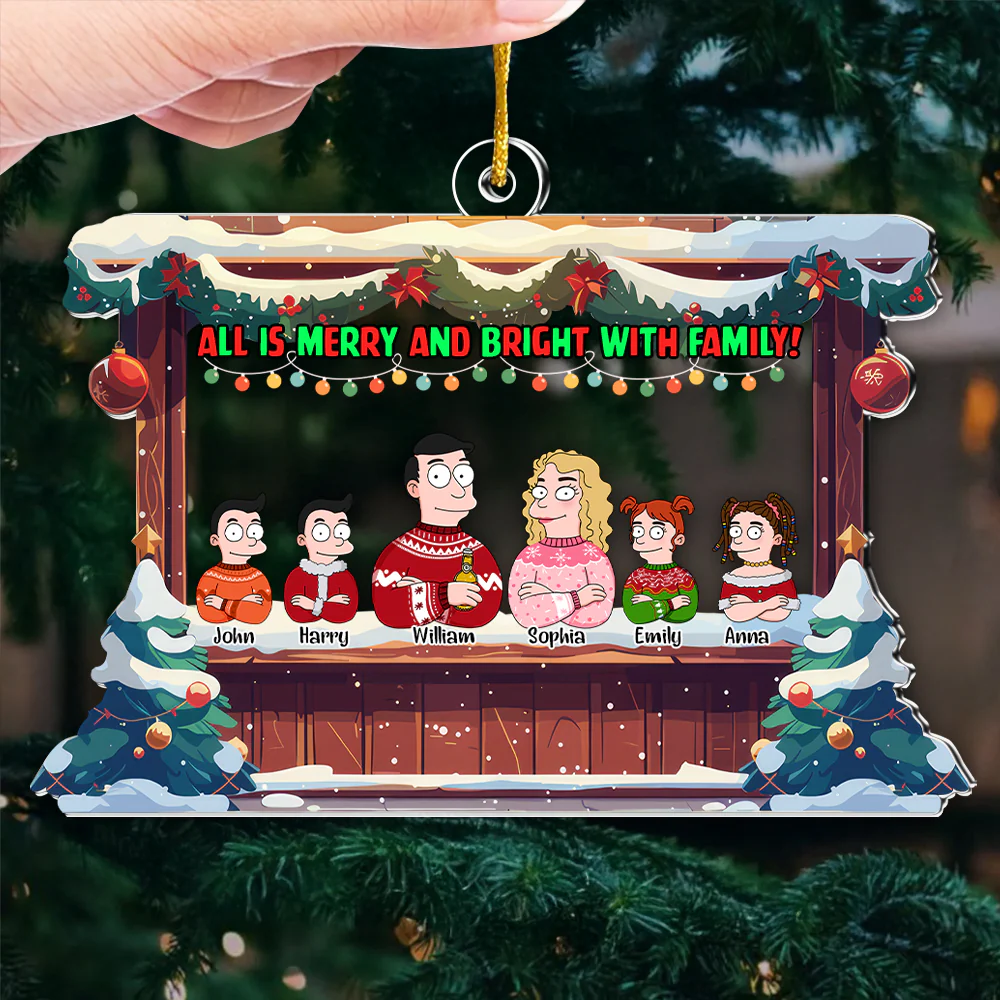 Simpson All Is Merry And Bright With Family - Personalized Acrylic Ornament - Christmas Gift For Family | CL58 NL122 - Image 3