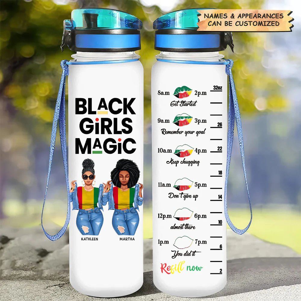 Sistas Personalized African American - Water Tracker Bottle - Gift for Black Sisters, Best Friends | GR3 - Image 4