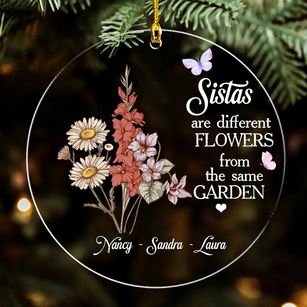 Sisters Are Different Flowers - Personalized Acrylic Ornament- Gift For Sisters, Besties - NA94 - Image 2