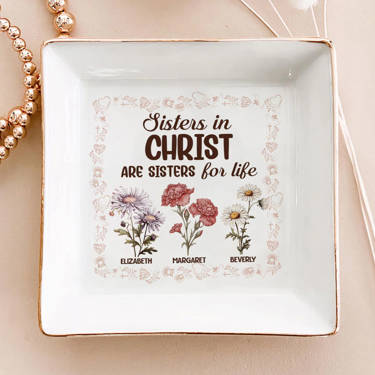 Sisters In Christ Are Sister For Life - Personalized Jewelry Dish - Gift For Bestie, Sister NH96 - Image 3