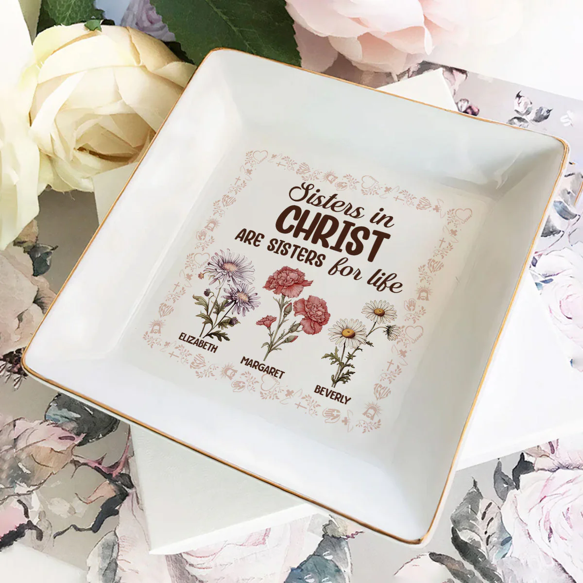 Sisters In Christ Are Sister For Life - Personalized Jewelry Dish - Gift For Bestie, Sister NH96 - Image 4