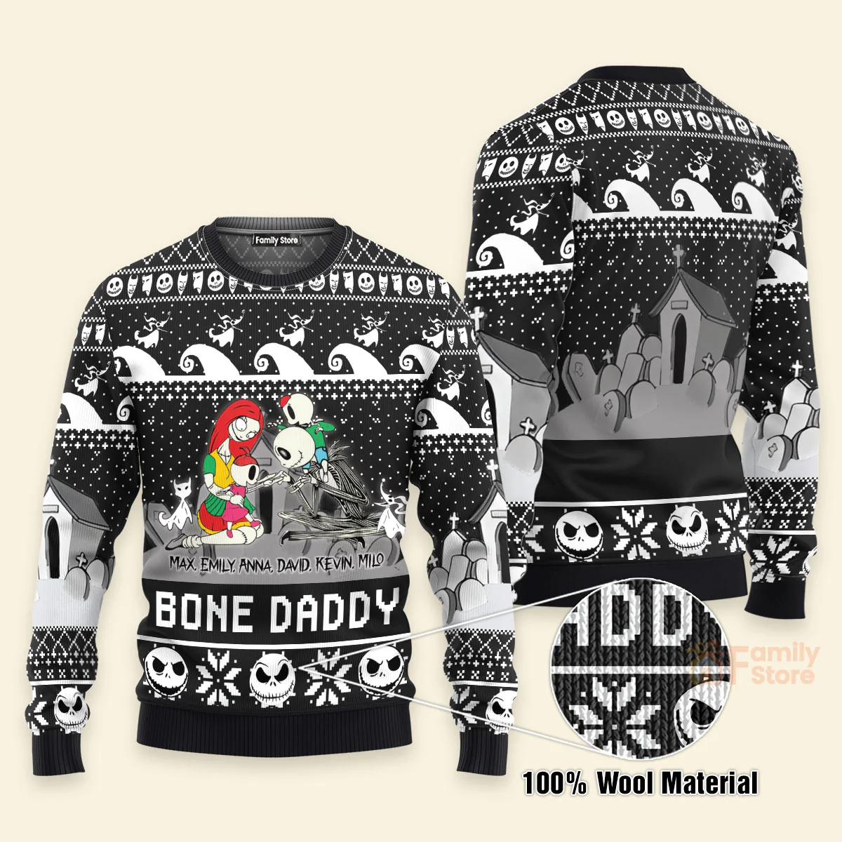Skeleton Nibc - Personalized Ugly Sweatshirt - Gift For Couple, Husband Wife, Anniversary, CL14 NH96 - Image 3