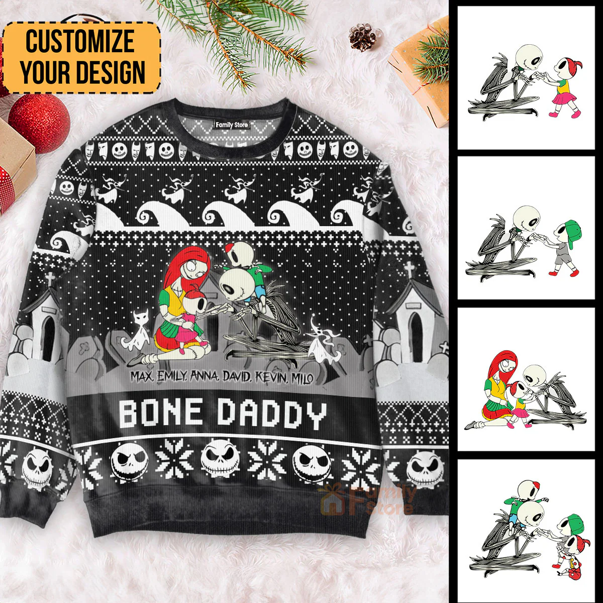 Skeleton Nibc - Personalized Ugly Sweatshirt - Gift For Couple, Husband Wife, Anniversary, CL14 NH96 - Image 4