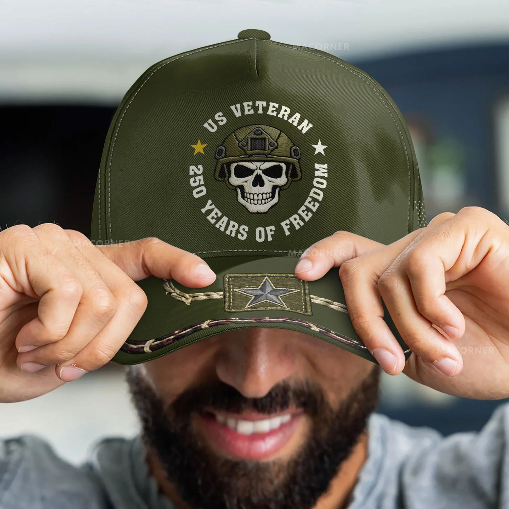 Skull Us Veteran 250 Years Of Freedom - Personalized Classic Cap - Gift For Patriotic, Veteran | HN02 - Image 4