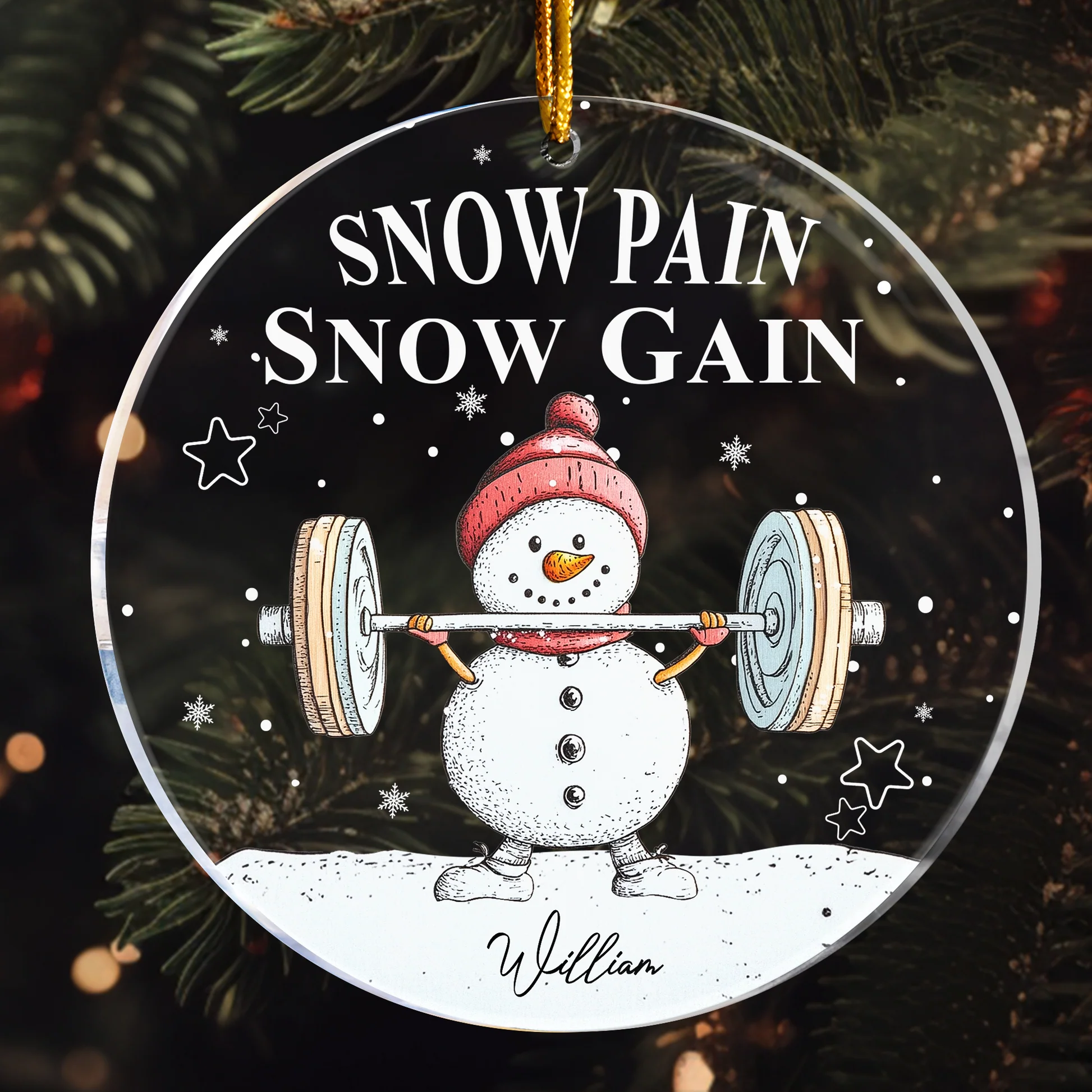 Snow Pain Snow Gain - Personalized Acrylic Ornament - Gift For Fitness Lovers NH96 - Image 2