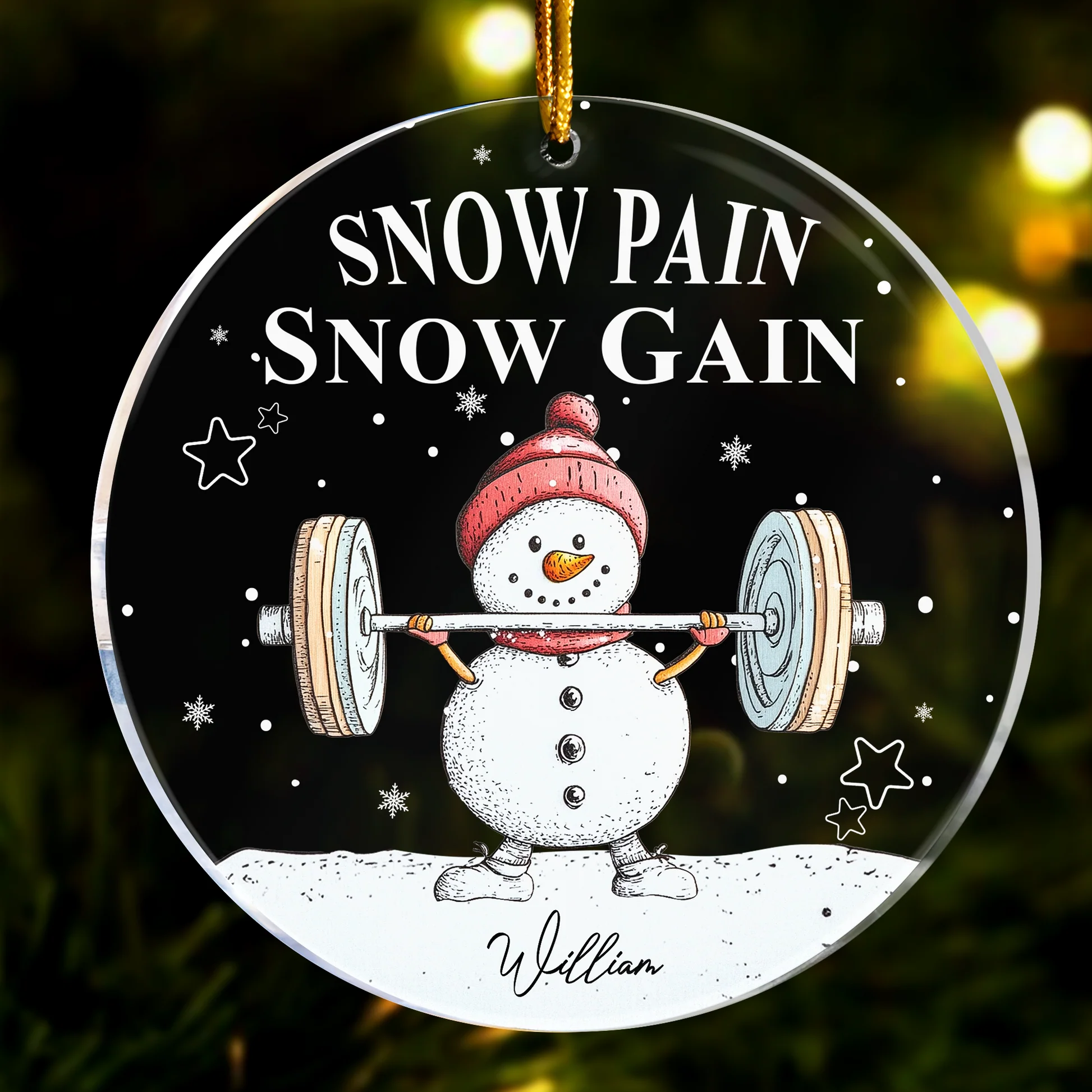 Snow Pain Snow Gain - Personalized Acrylic Ornament - Gift For Fitness Lovers NH96 - Image 3