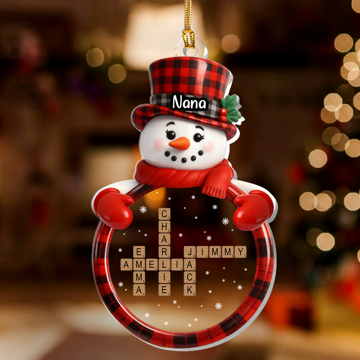 Snowman Grandma And Grandkids Crossword - Personalized Acrylic Ornament TD118 - Image 3