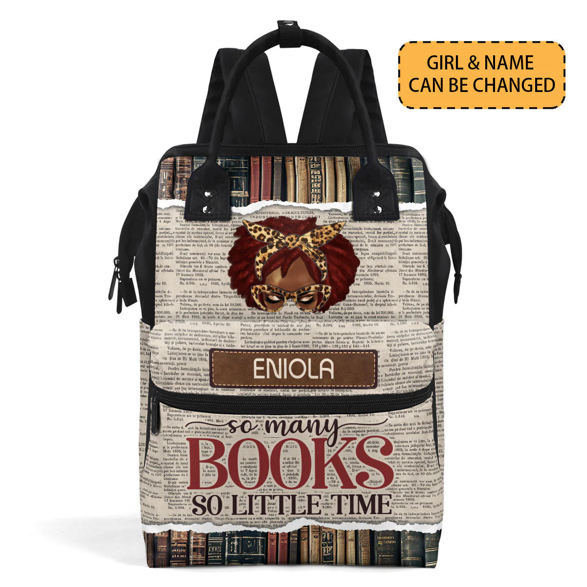 So Many Books So Little Time - Personalized Duckbilled Backpack - Gift For Book Lovers, Readers, Women | HH01