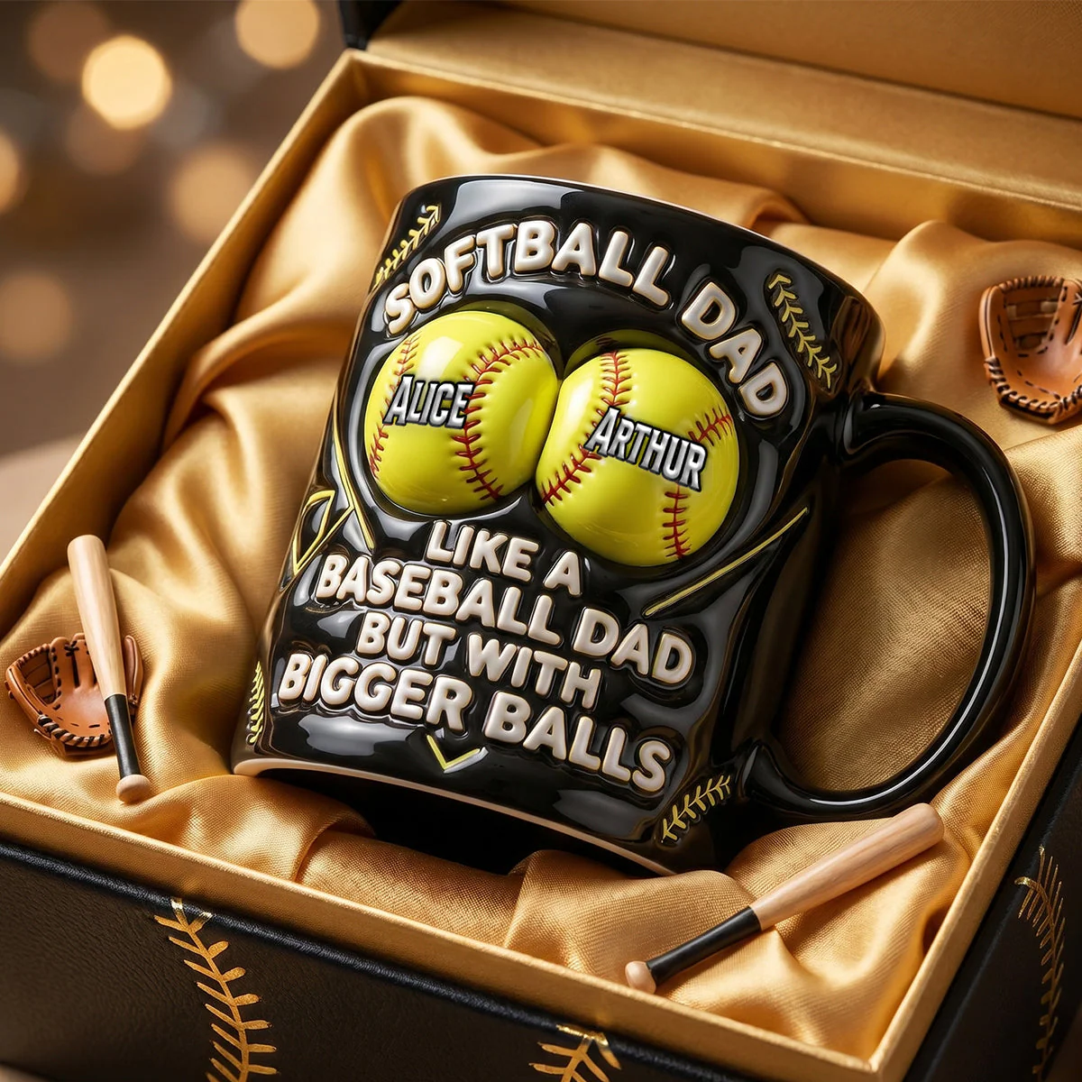 Softball Dad - Personalized Ceramic Mug - Gift For Father's Day - Image 2