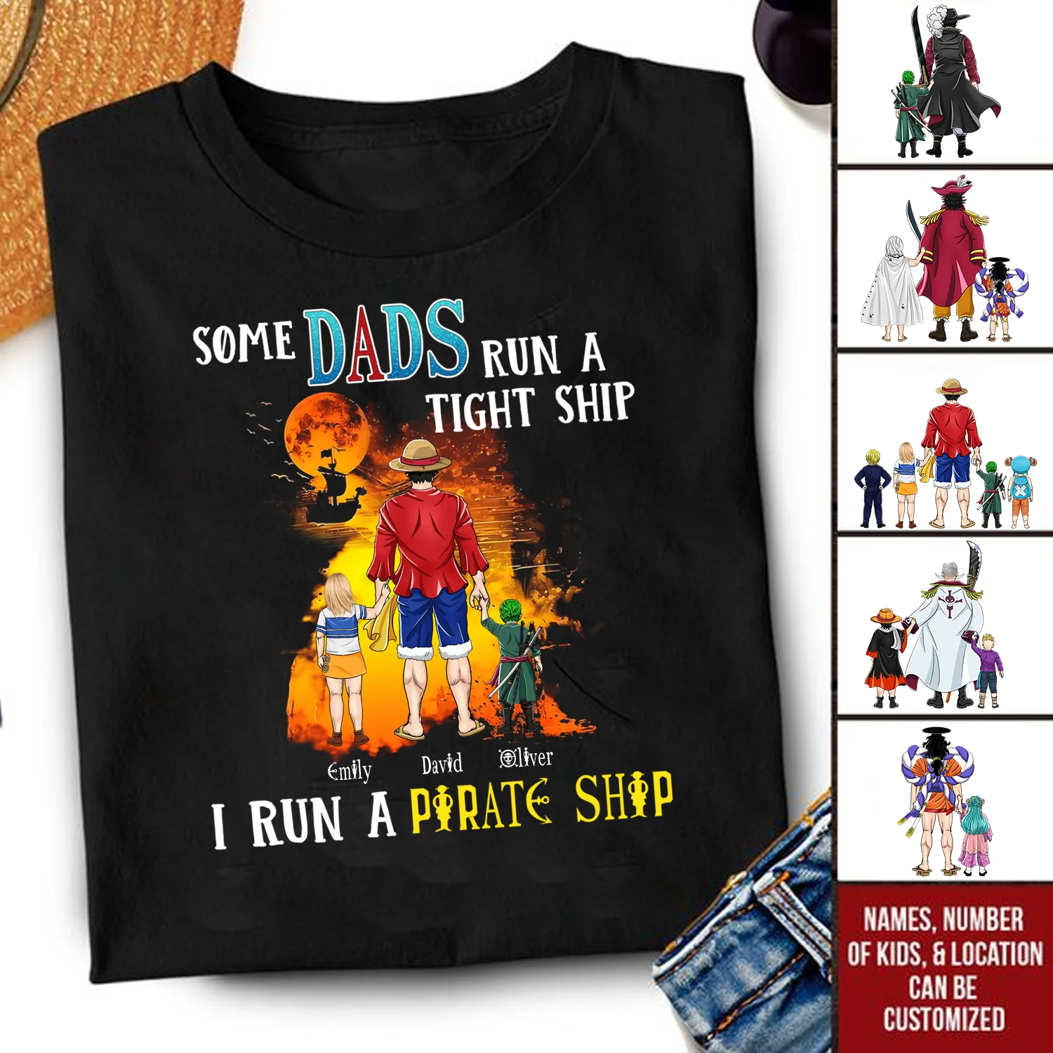 OnPi Pirate Adventure Some Dad Run A Tight Ship I Run A Pirate Ship - Gift For Father's Day - Personalized TShirt - Image 2