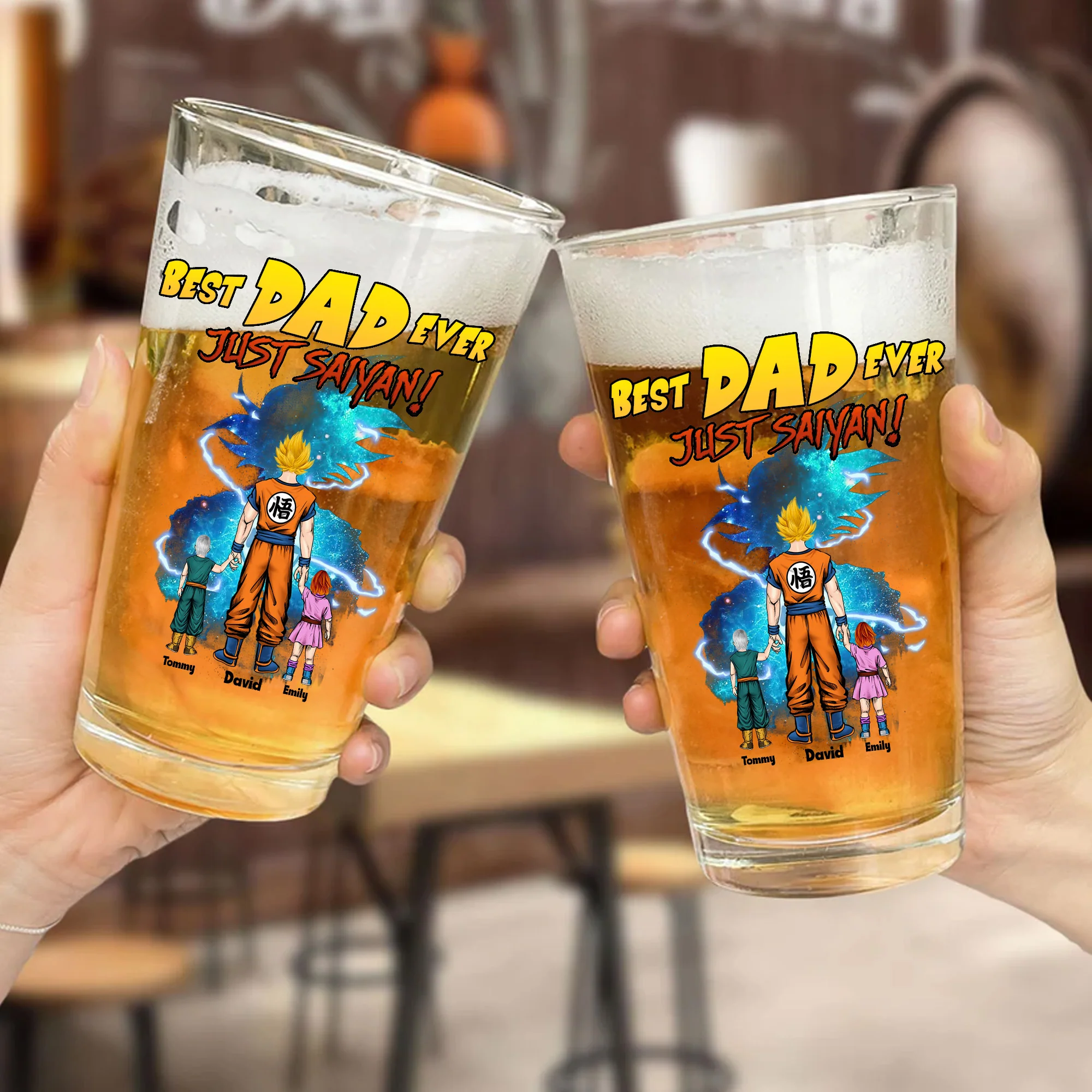DrBa Dad Just Saiyan Dad - Personalized Beer Glass - Gift For Dad - Image 2